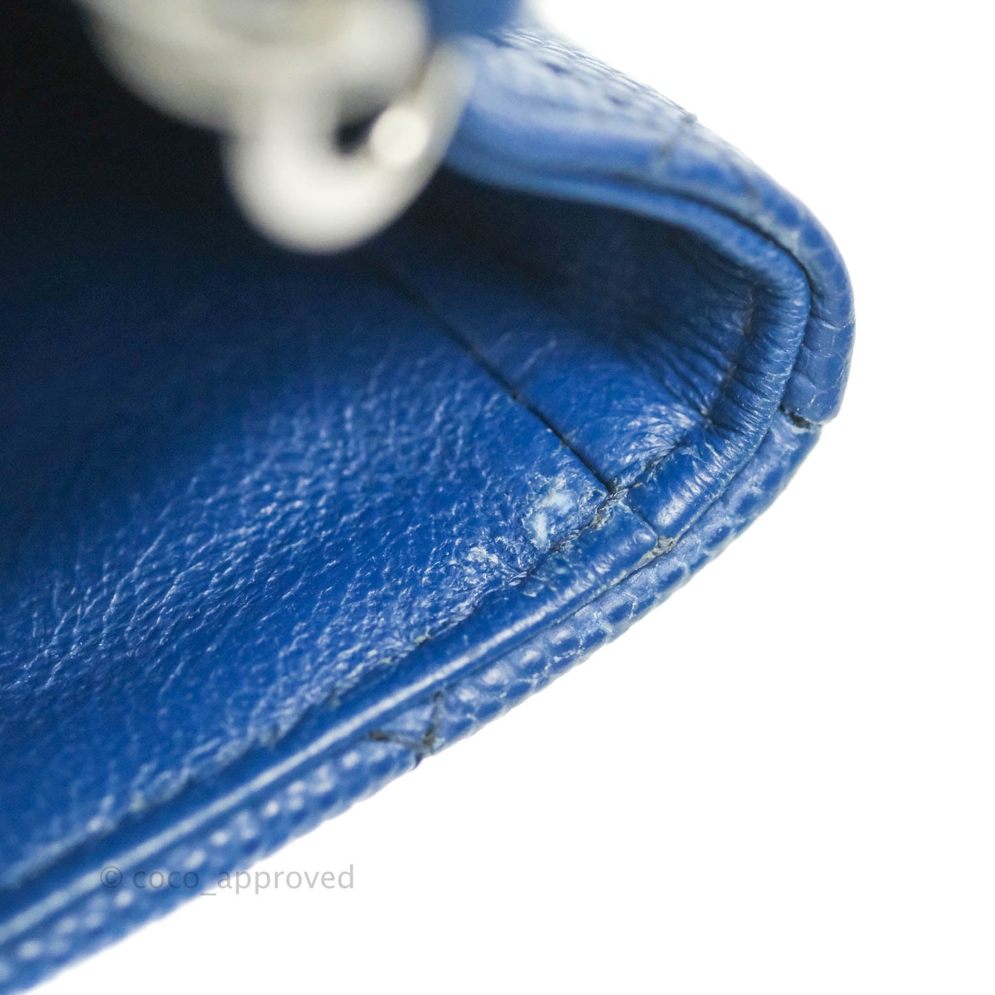 Chanel Quilted Mini Rectangular Flap Blue Caviar Silver Hardware