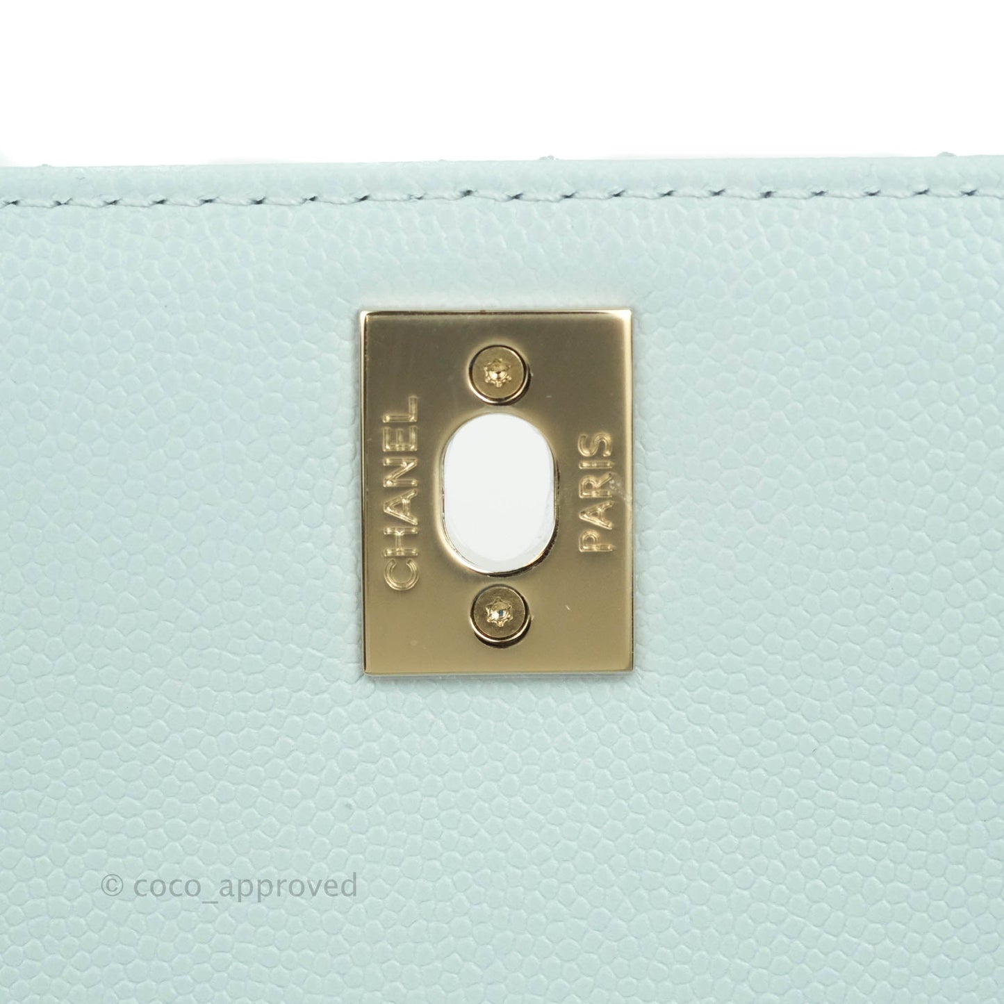 Chanel Mini Coco Handle Quilted Pale Mint Caviar Gold Hardware