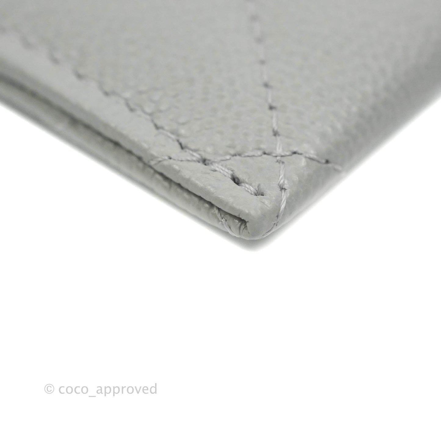Chanel Classic Flat Card Holder Grey Caviar Gold Hardware 21A