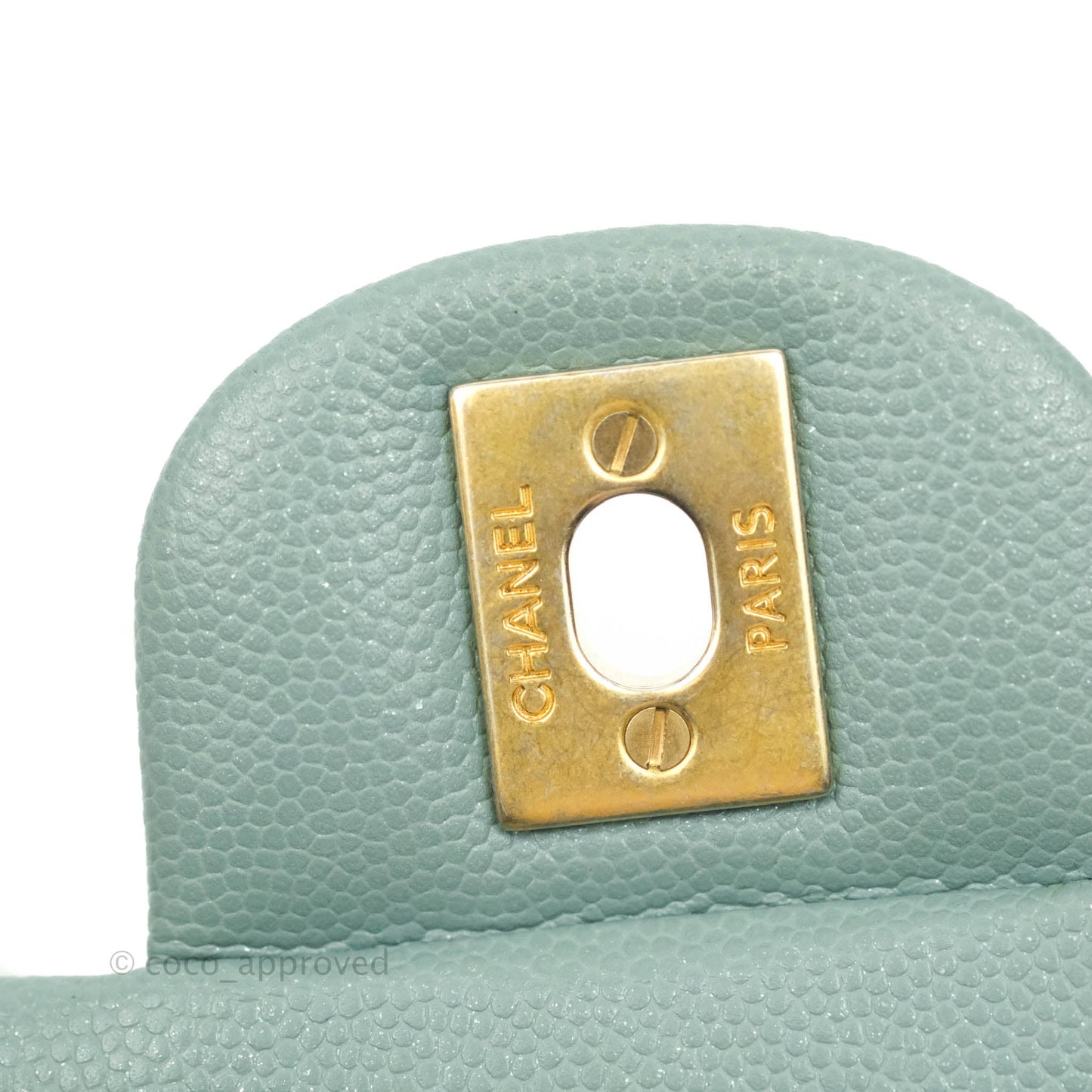 Chanel Quilted Mini Rectangular Flap Iridescent Blue Green Aged Gold Hardware