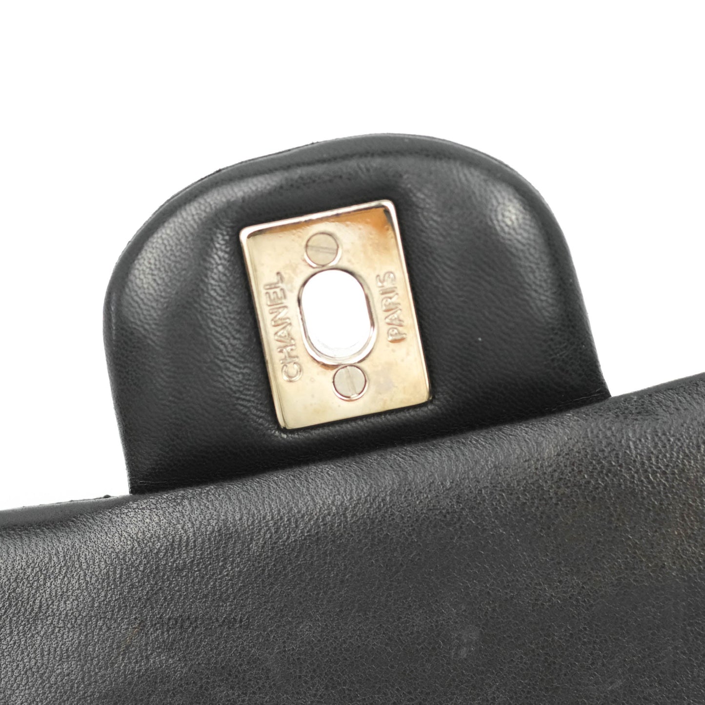 Chanel Classic M/L Medium Double Flap Black Lambskin Silver Hardware