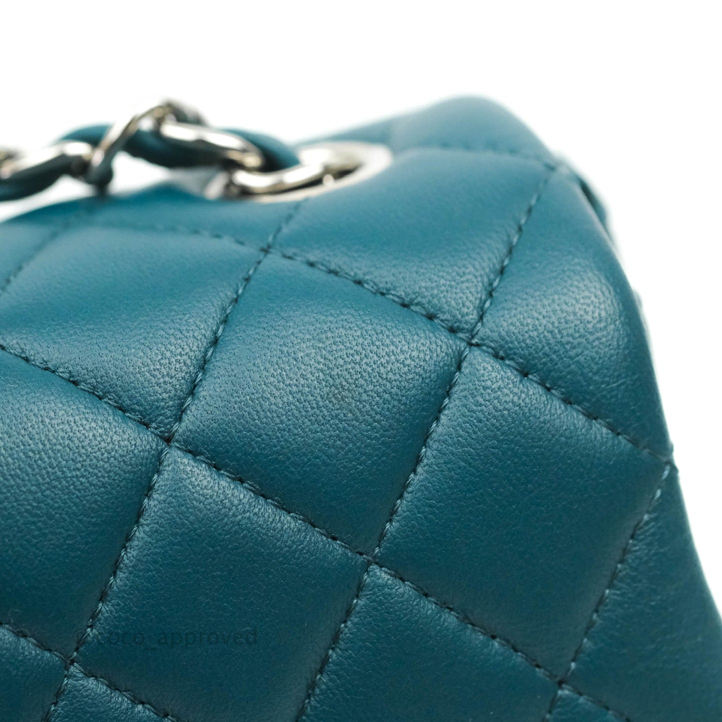 Chanel Quilted Mini Rectangular Teal Lambskin Silver Hardware