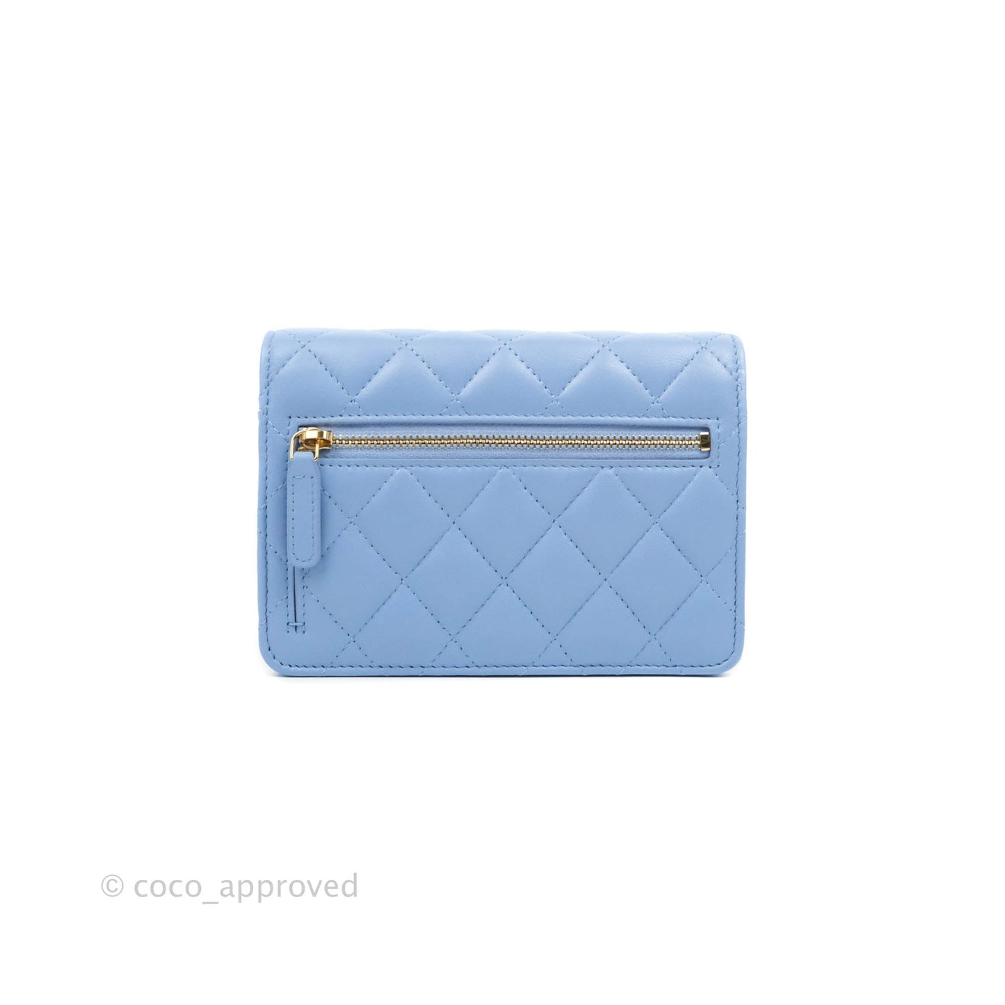 Chanel Quilted Mini Wallet on Chain WOC Blue Lambskin Silver Hardware 21C