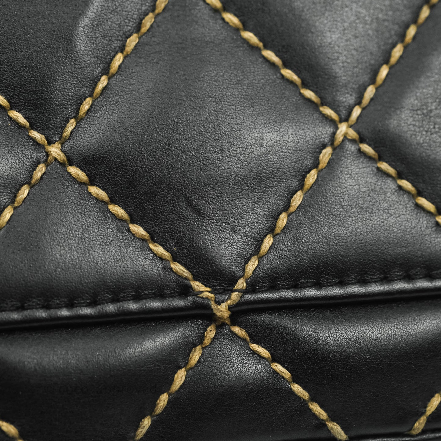 Chanel Vintage Medium Single Flap Contrast Stitching Black Calfskin Aged Gold Hardware