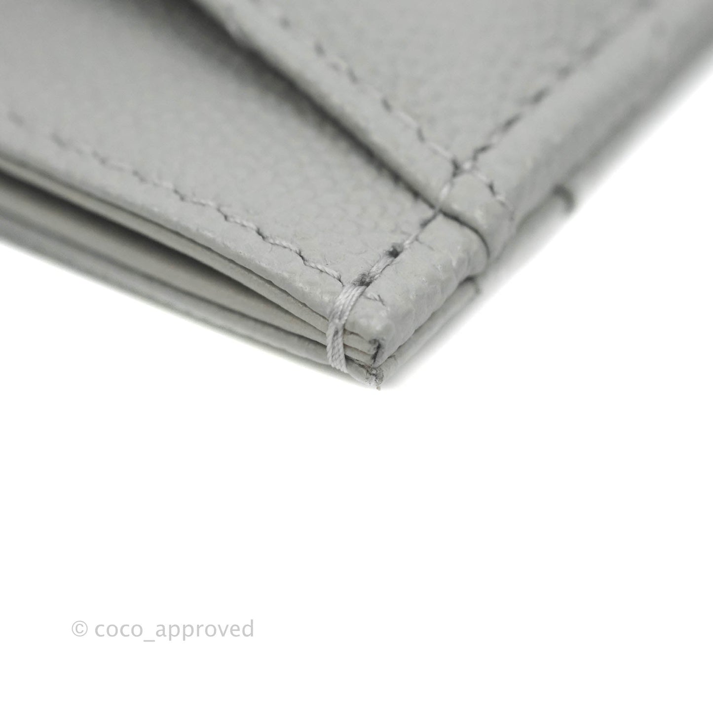 Chanel Classic Flat Card Holder Grey Caviar Gold Hardware 21A