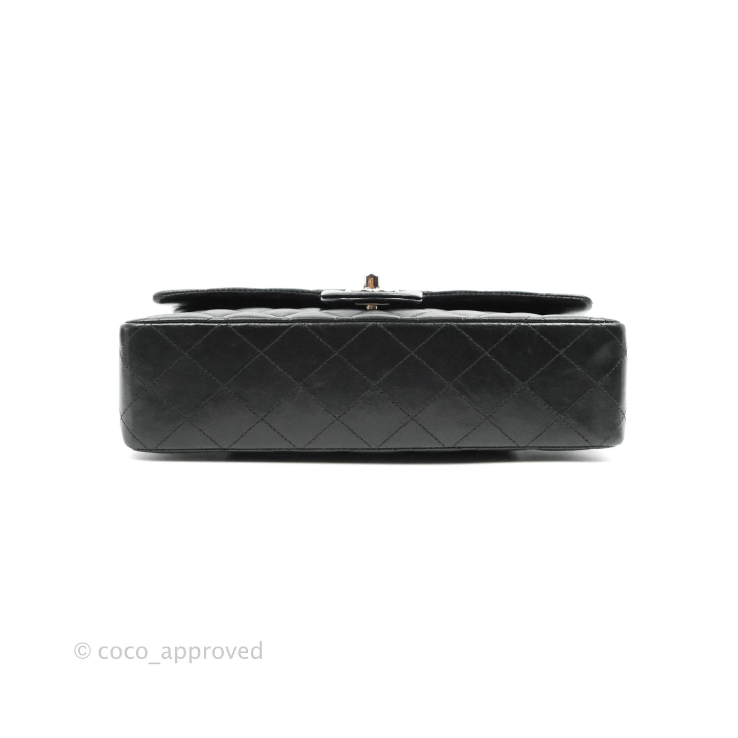 Chanel Classic M/L Medium Double Flap Black Lambskin Silver Hardware