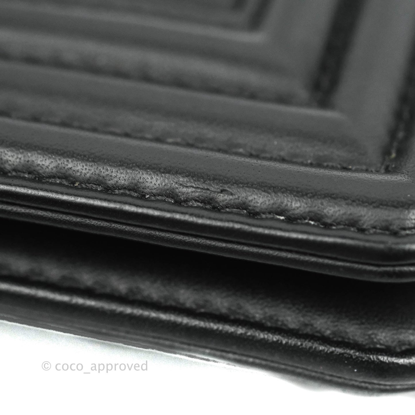 Chanel Medium Chevron Boy Black Calfskin Aged Gold Hardware