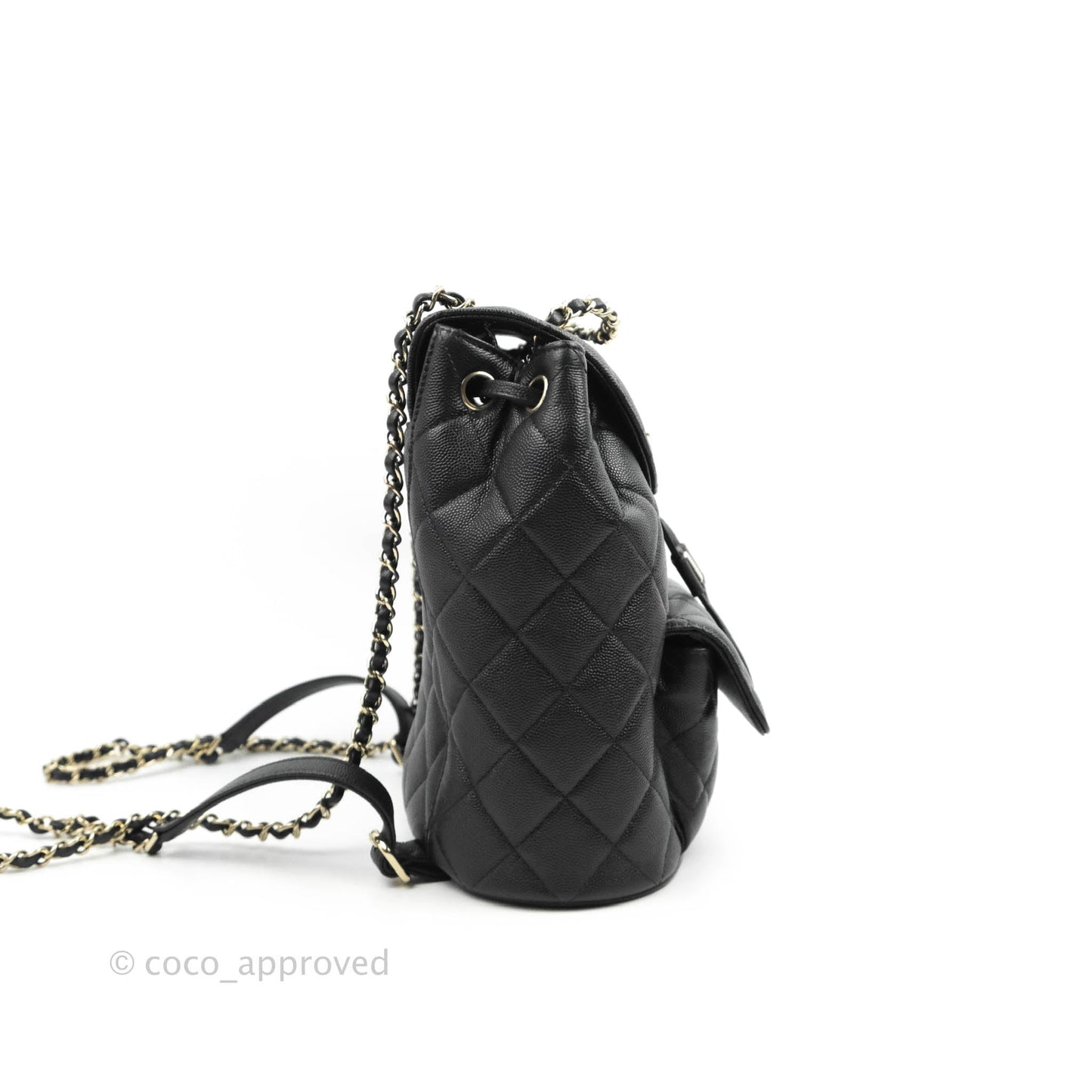 Chanel Quilted Black Caviar Duma Backpack Bag Gold Hardware 20C
