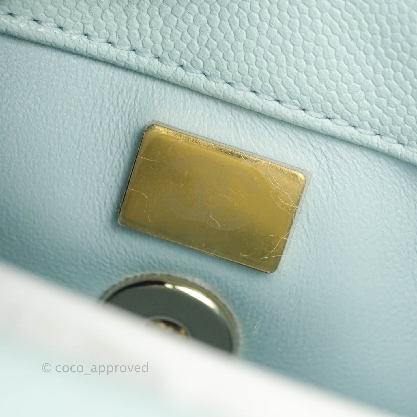 Chanel Mini Coco Handle Quilted Pale Mint Caviar Gold Hardware