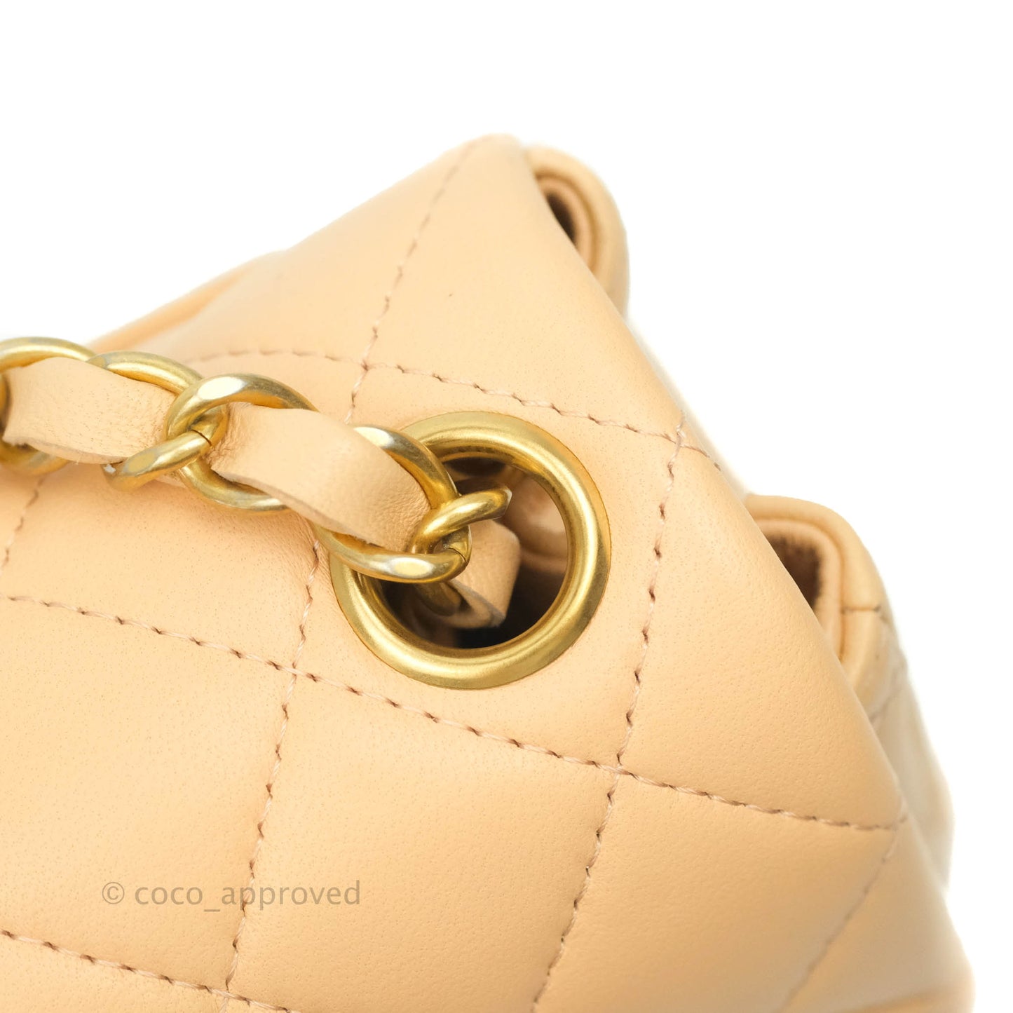 Chanel Quilted Mini Square Light Beige Lambskin Aged Gold Hardware