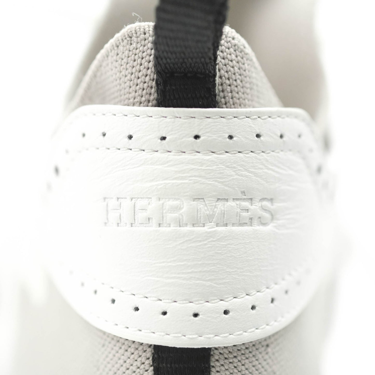 Hermès High Rise Sneakers White/Black Knit & Calfskin 2020SS