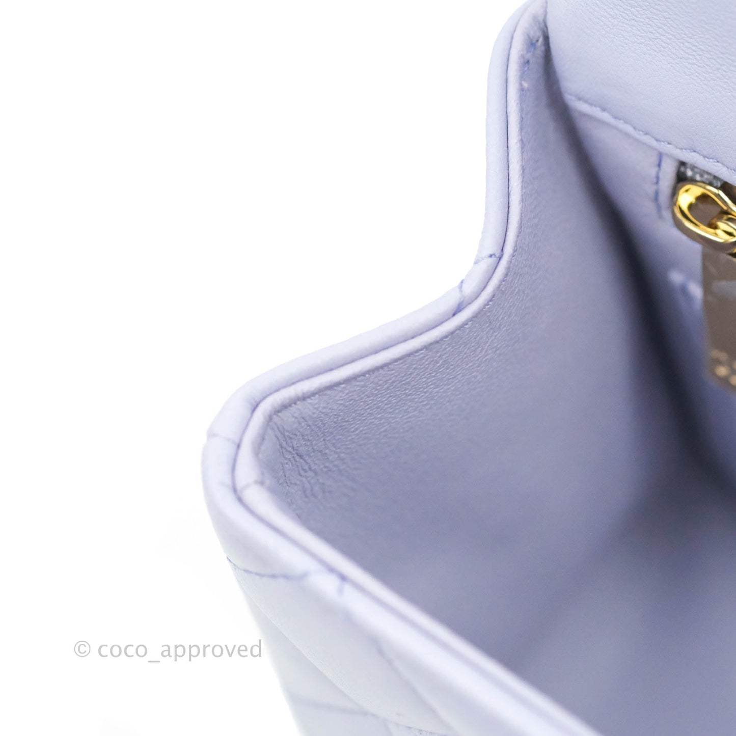 Chanel Top Handle Mini Rectangular Flap Bag Lilac Lambskin Aged Gold Hardware 21K