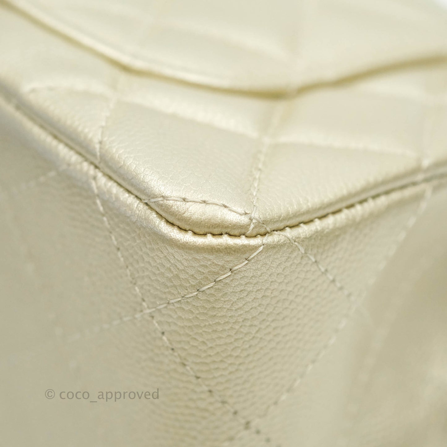 Chanel Quilted Mini Rectangular Flap Champagne Caviar Gold Hardware
