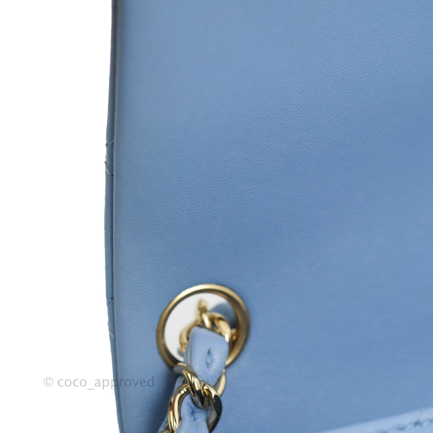 Chanel Mini Square Quilted Sky Blue Lambskin Gold Hardware 21C