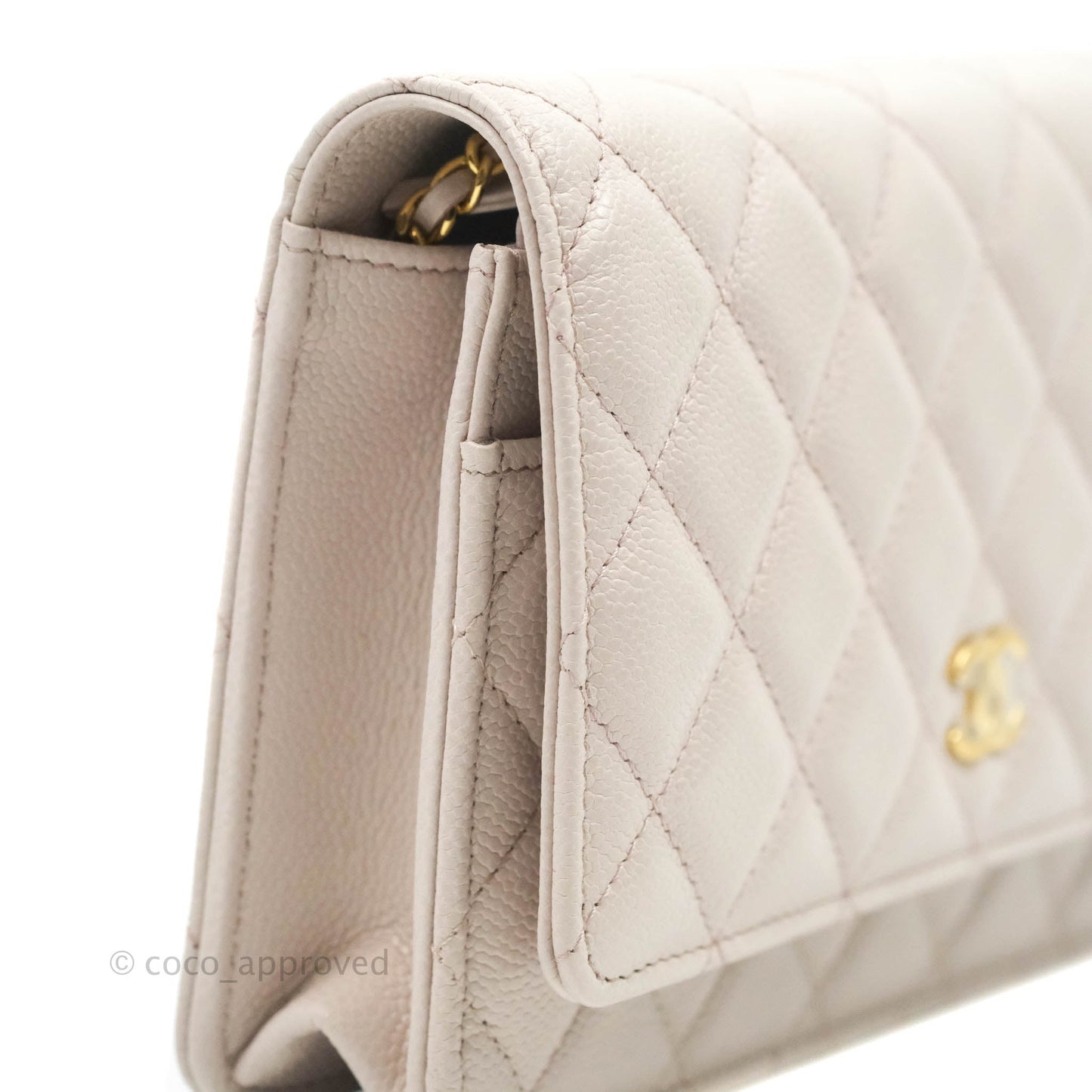 Chanel Quilted WOC Lilac Caviar CC Coco Chain Gold Hardware