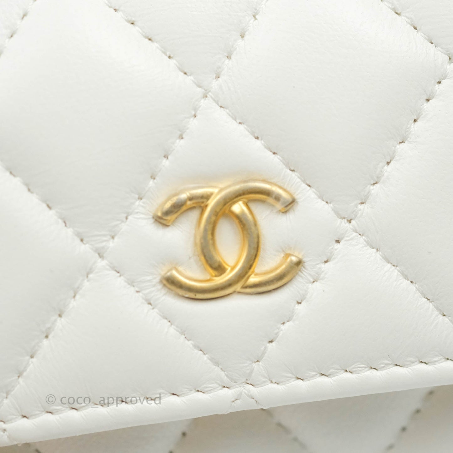 Chanel Mini Pearl Crush Clutch With Chain White Aged Gold Hardware