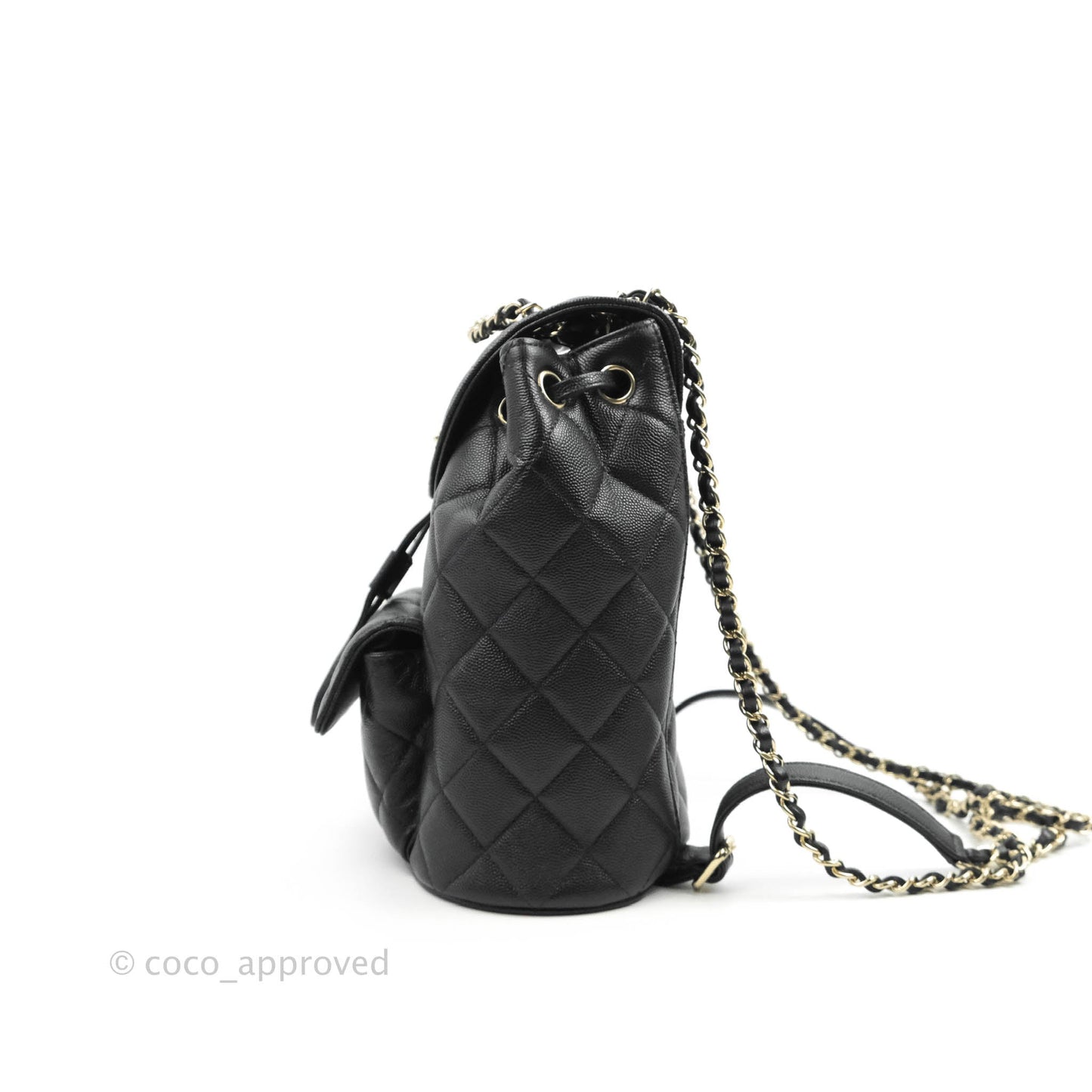 Chanel Quilted Black Caviar Duma Backpack Bag Gold Hardware 20C
