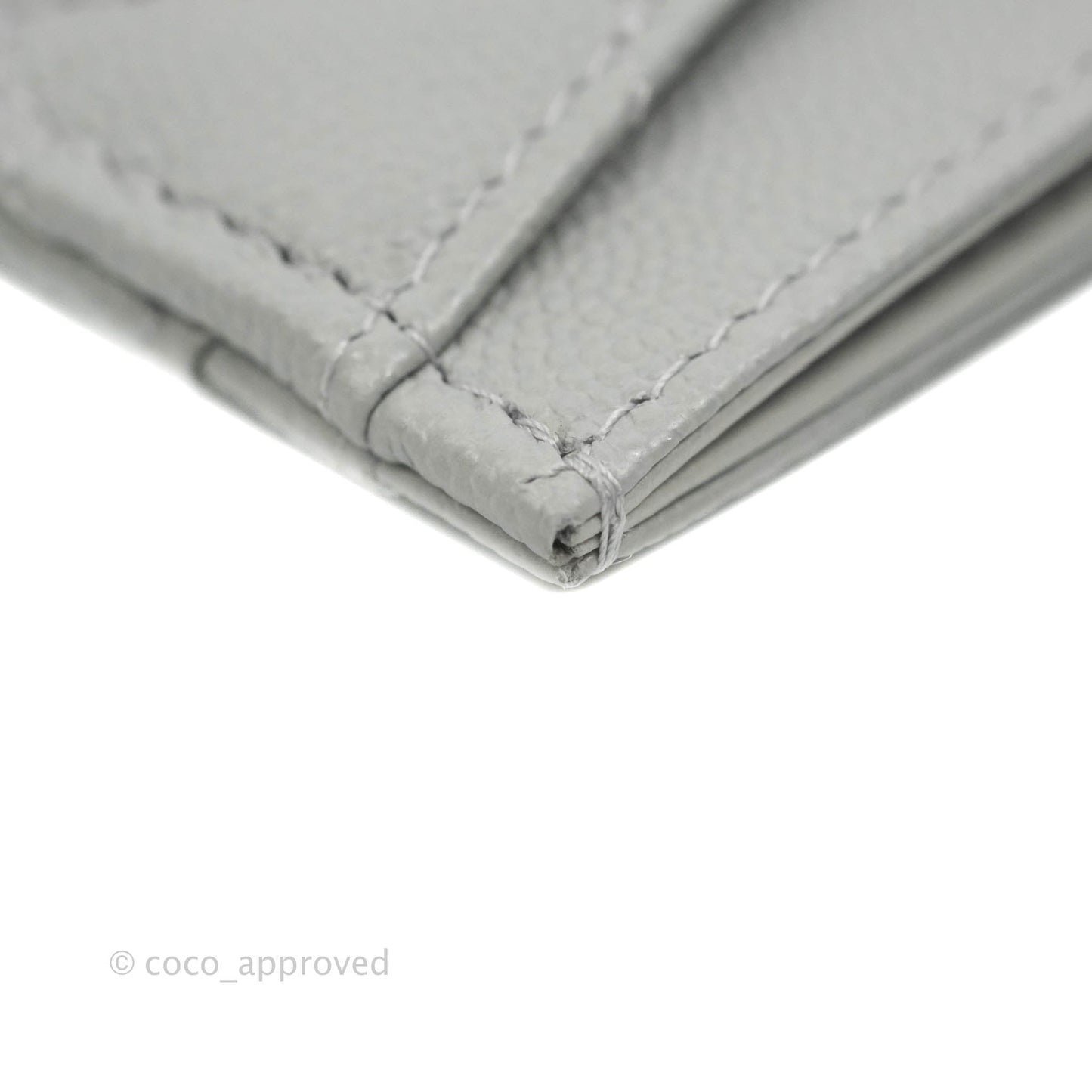 Chanel Classic Flat Card Holder Grey Caviar Gold Hardware 21A