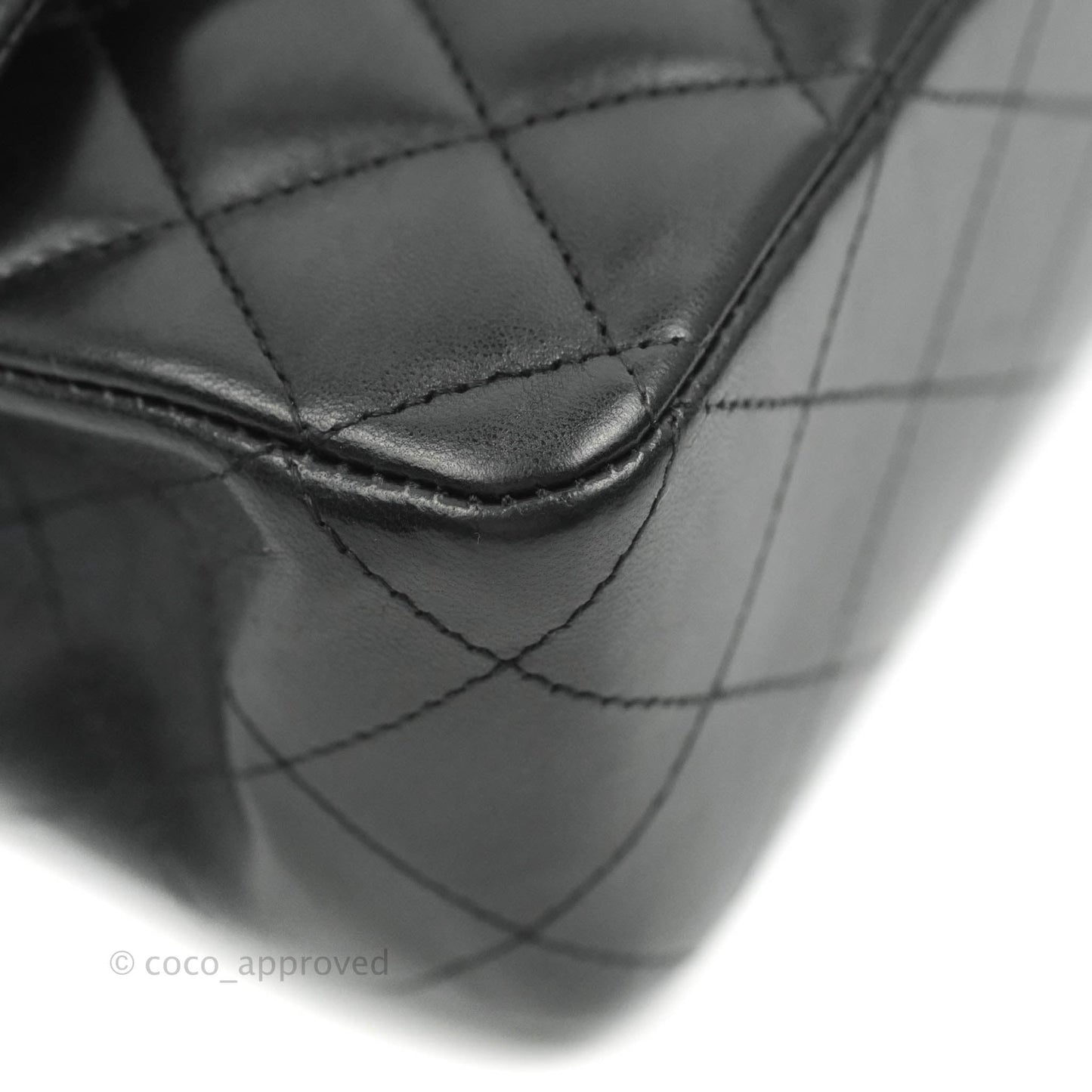 Chanel Classic M/L Medium Double Flap Black Lambskin Silver Hardware