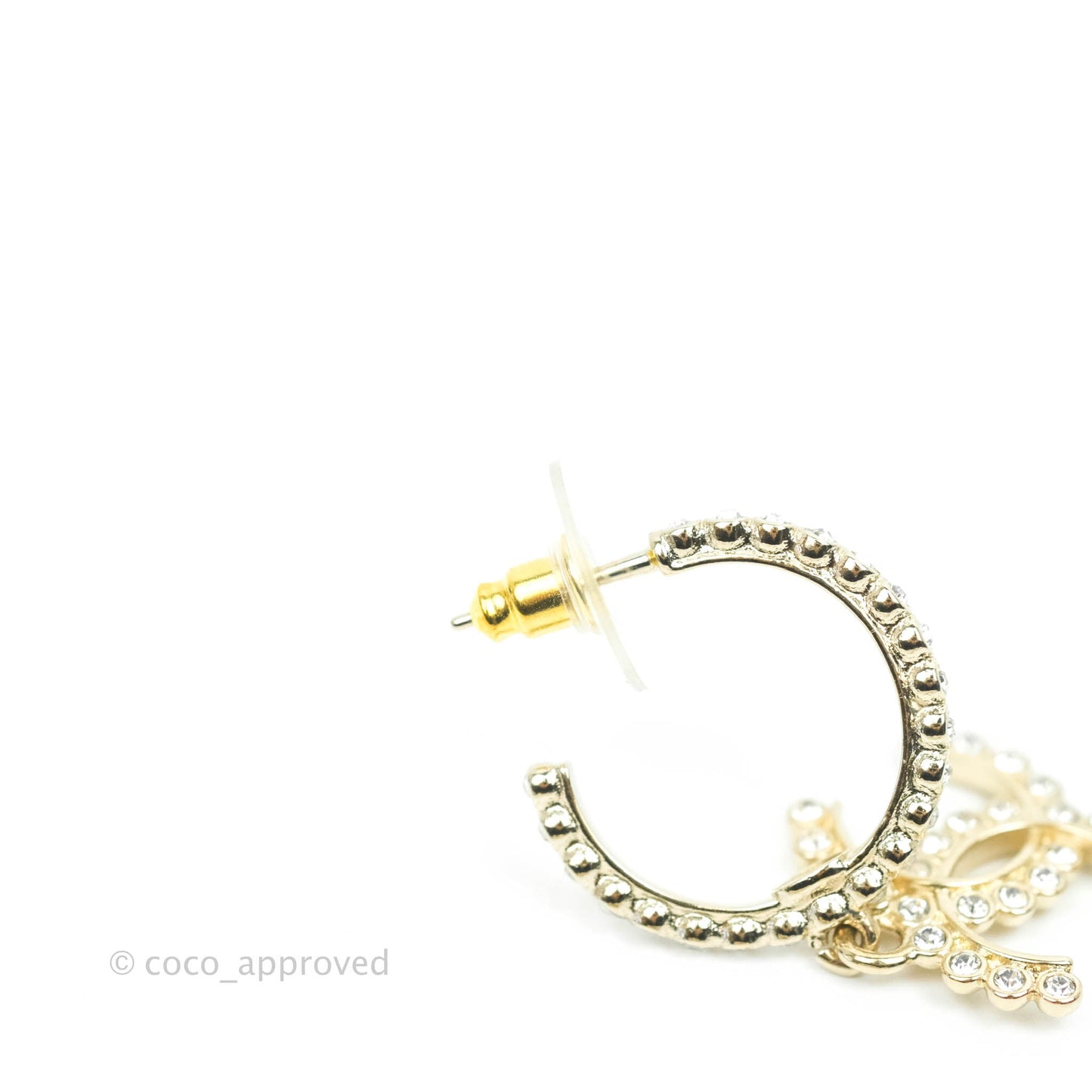 Chanel Crystal CC No.5 Drop Hoop Earrings 21K