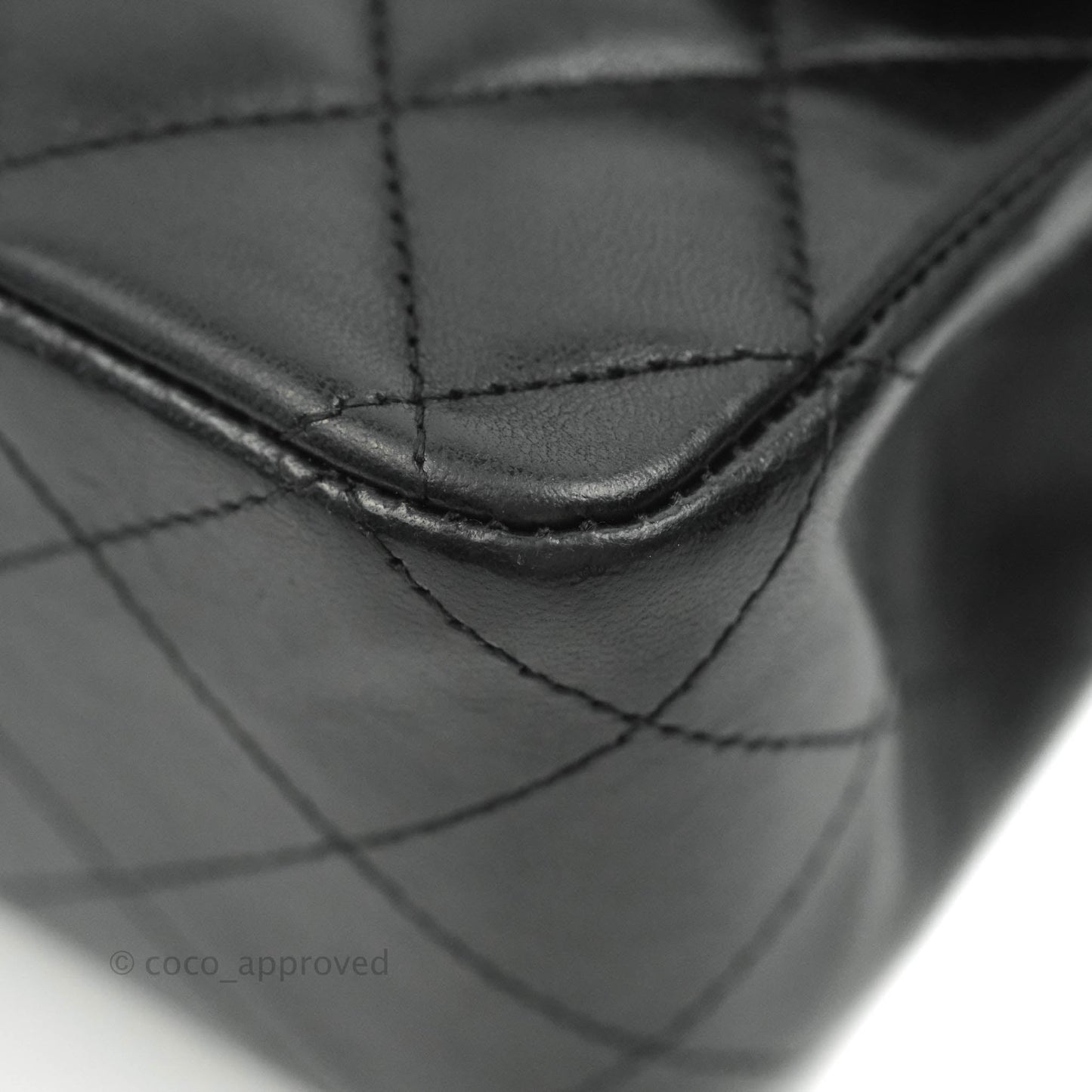 Chanel Classic M/L Medium Double Flap Black Lambskin Silver Hardware