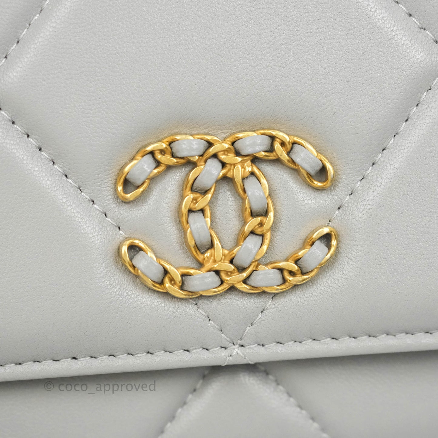 Chanel 19 Wallet on Chain WOC Grey Lambskin Mixed Hardware