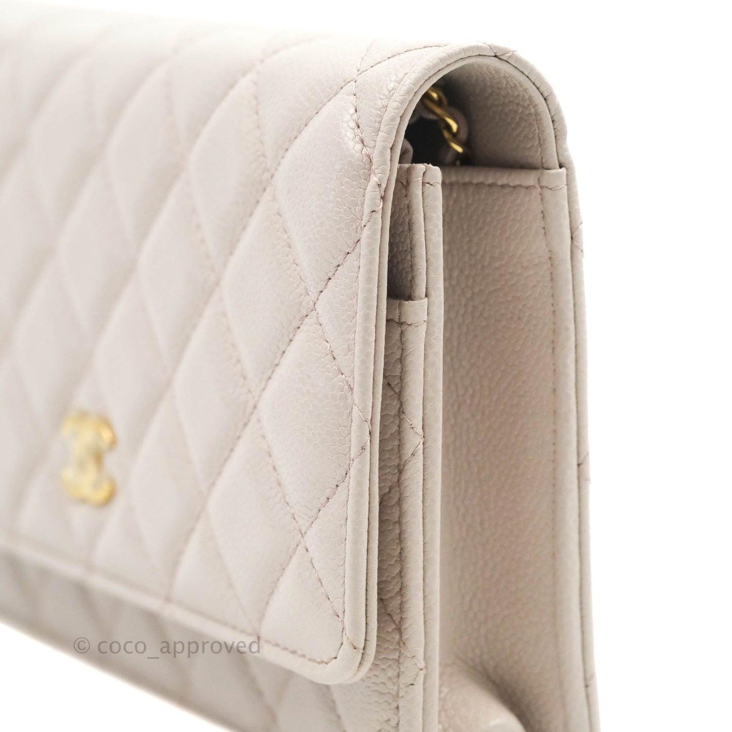 Chanel Quilted WOC Lilac Caviar CC Coco Chain Gold Hardware