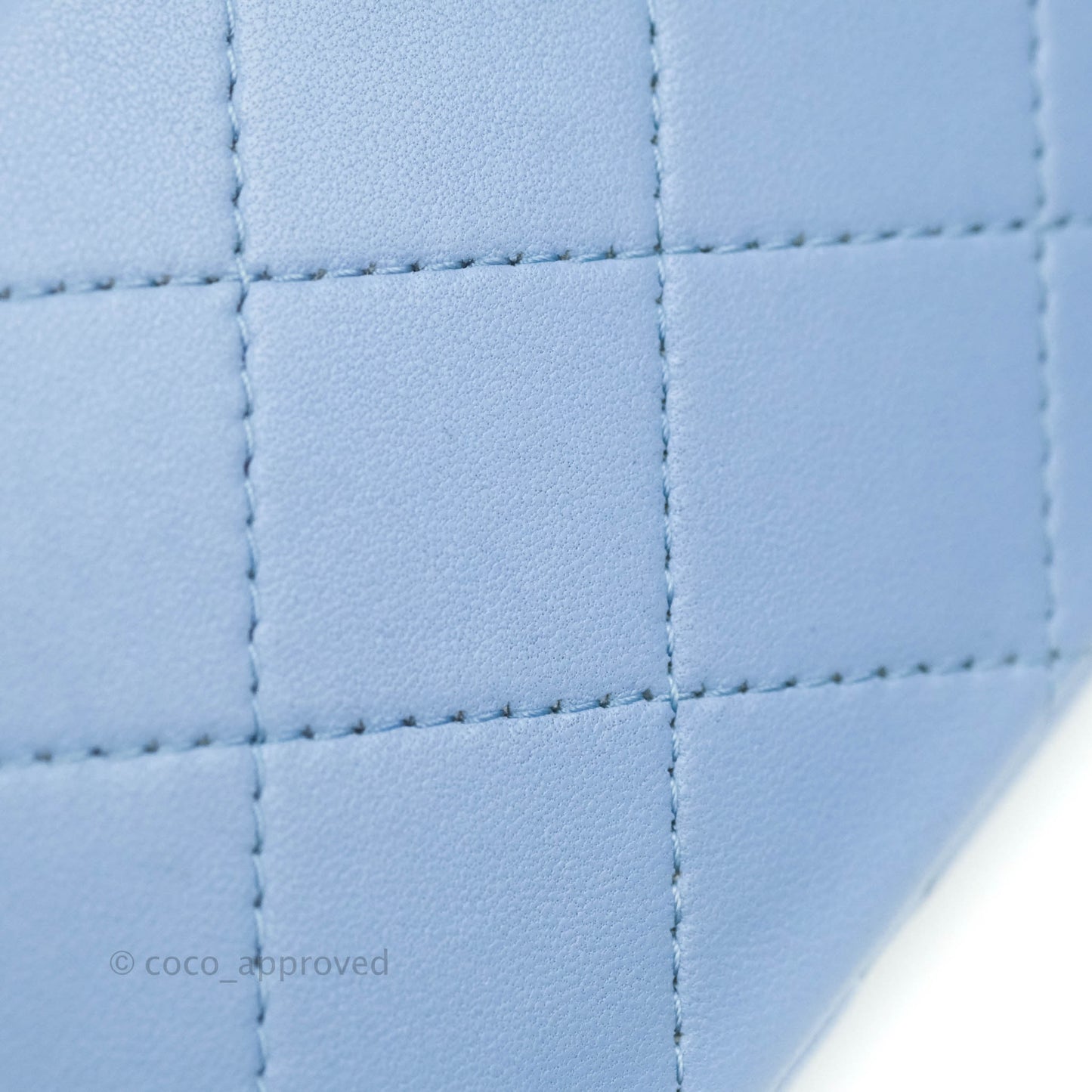 Chanel Mini Square Quilted Sky Blue Lambskin Gold Hardware 21C