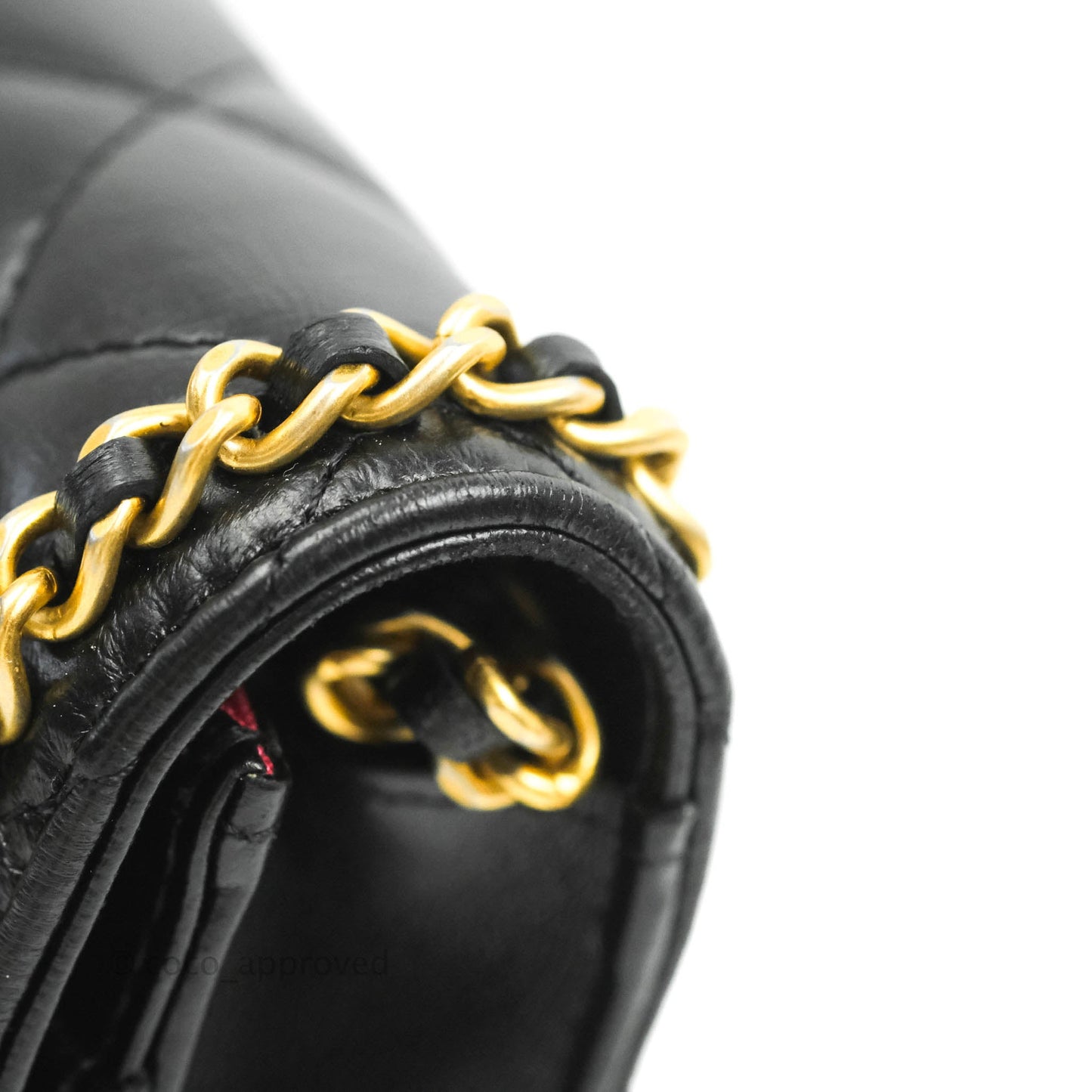 Chanel Quilted Wallet on Chain WOC Chain Around Black Lambskin Aged Gold Hardware
