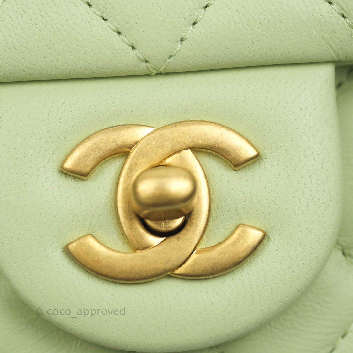 Chanel Mini Rectangular Pearl Crush Avocado Green Lambskin Aged Gold Hardware 22C