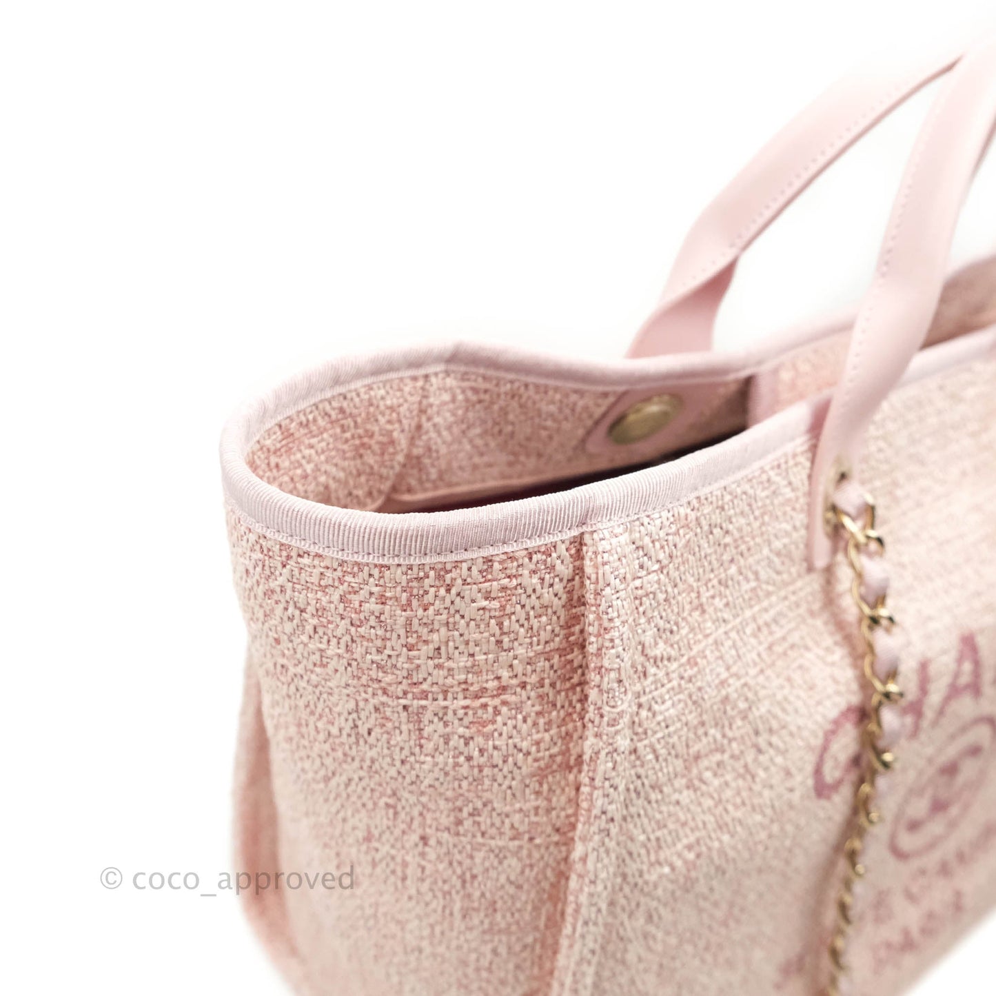 Chanel Large Deauville Pink Canvas Gold Hardware 19C