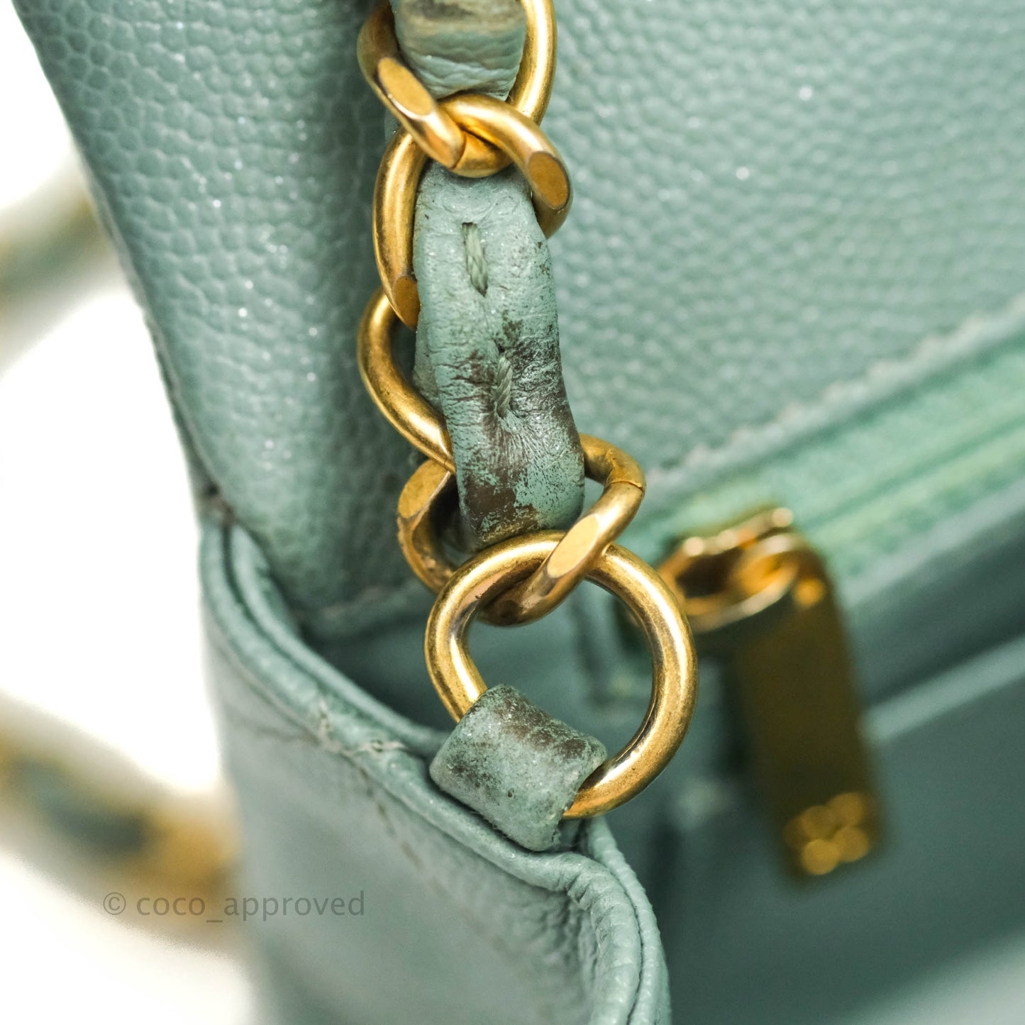 Chanel Quilted Mini Rectangular Flap Iridescent Blue Green Aged Gold Hardware