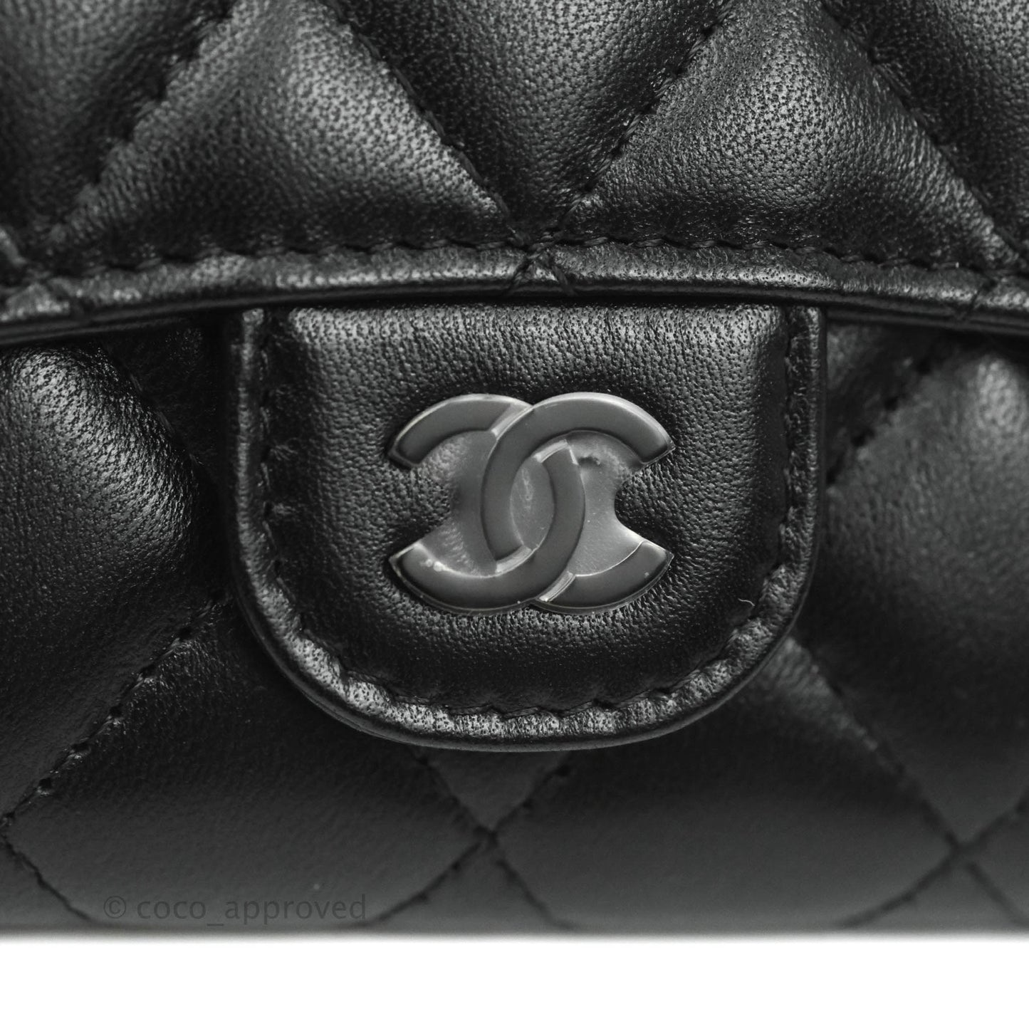 Chanel Quilted Flap Card Holder So Black Lambskin
