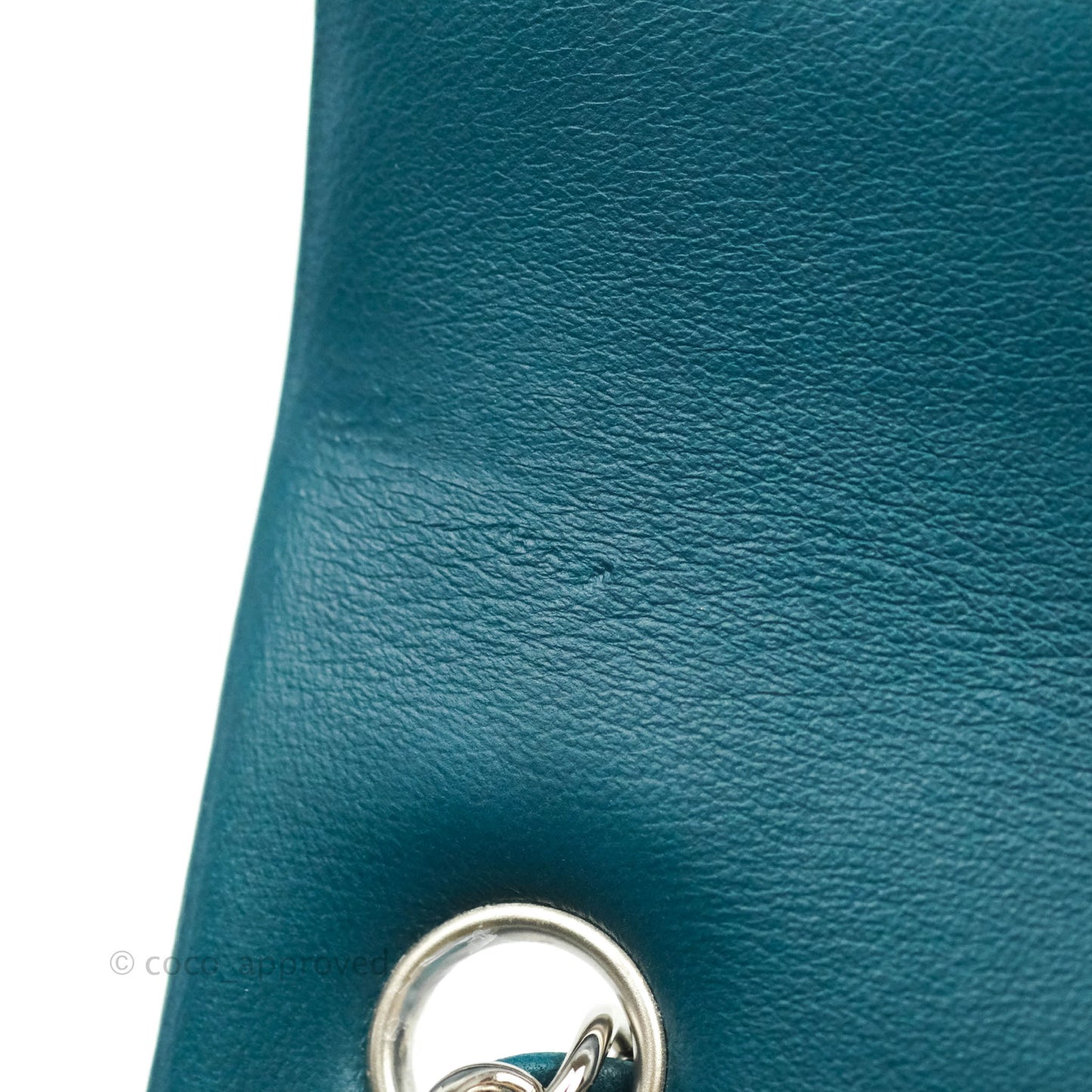 Chanel Quilted Mini Rectangular Teal Lambskin Silver Hardware