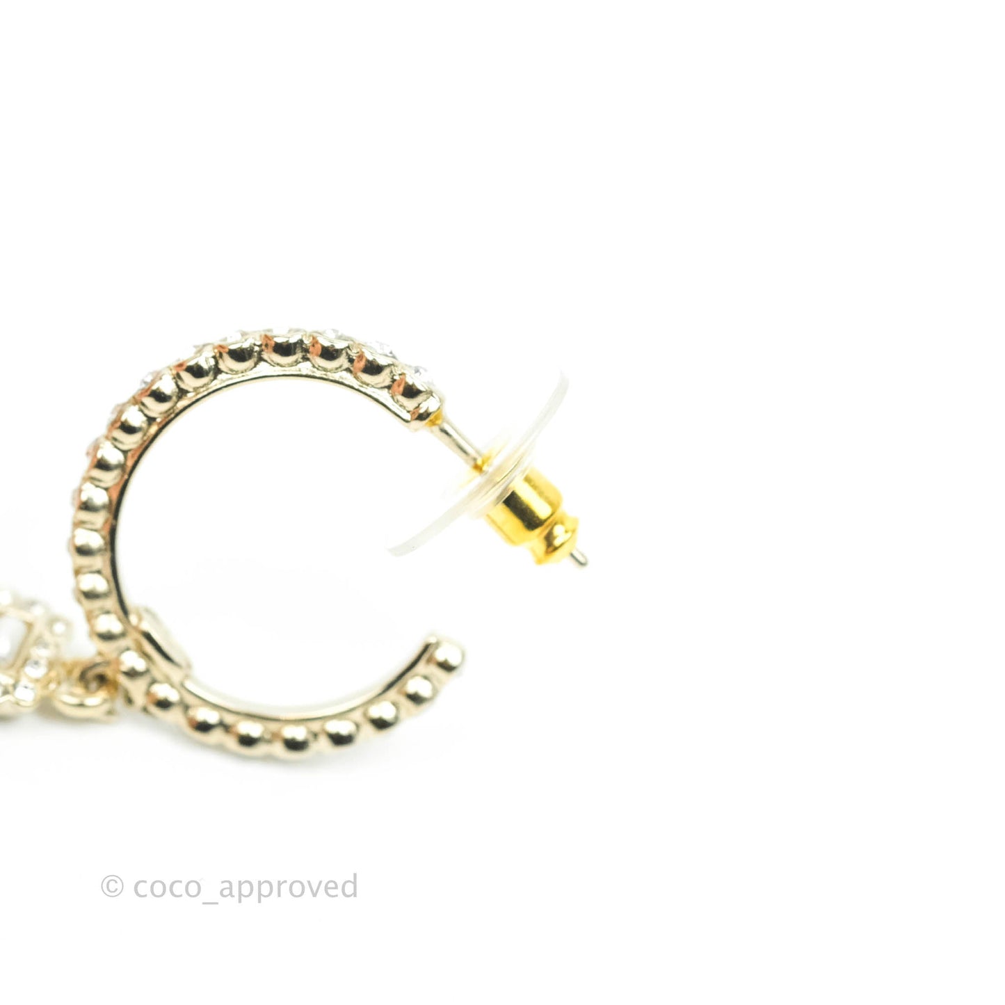 Chanel Crystal CC No.5 Drop Hoop Earrings 21K