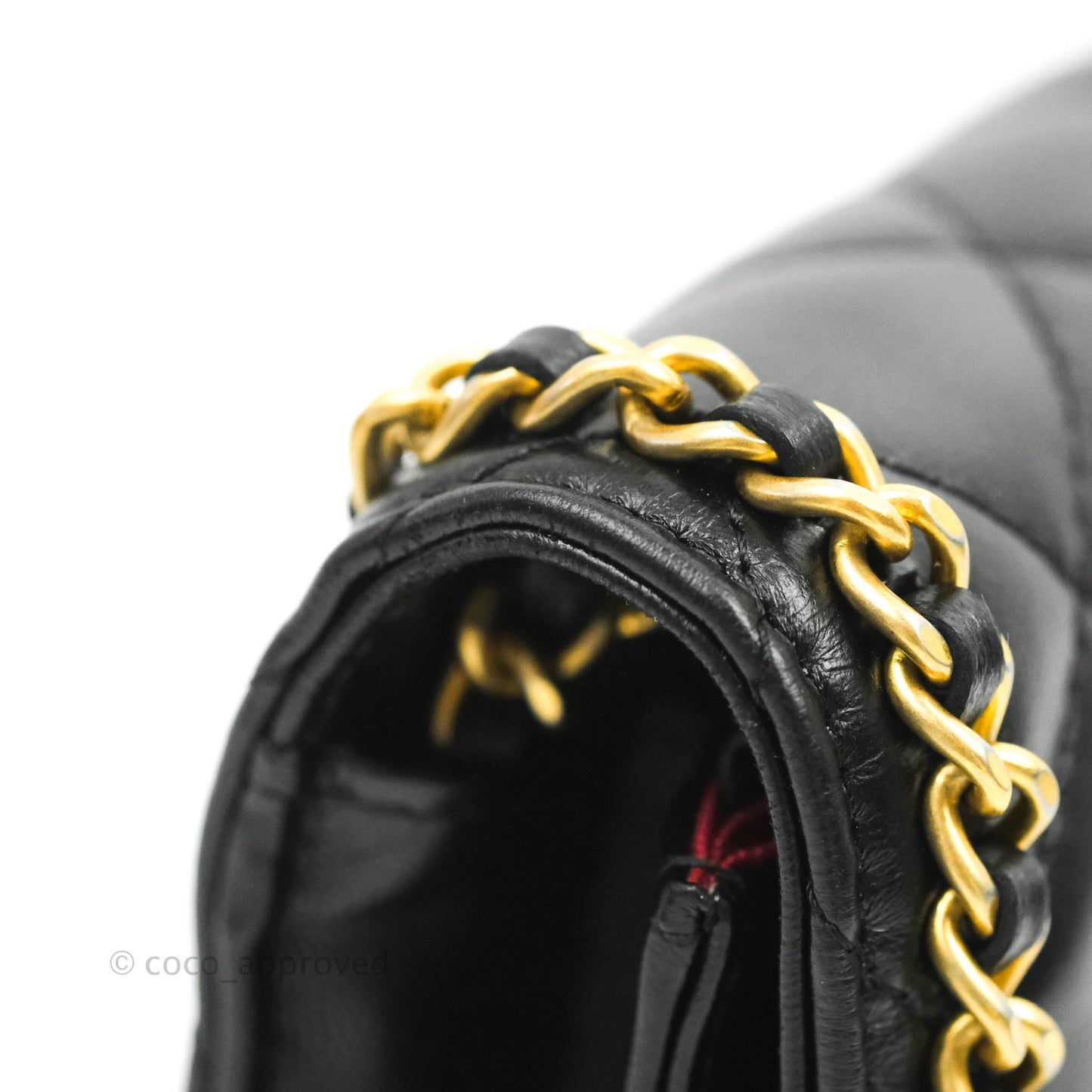 Chanel Quilted Wallet on Chain WOC Chain Around Black Lambskin Aged Gold Hardware