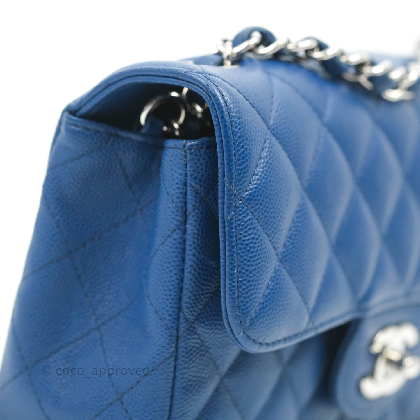 Chanel Quilted Mini Rectangular Flap Blue Caviar Silver Hardware