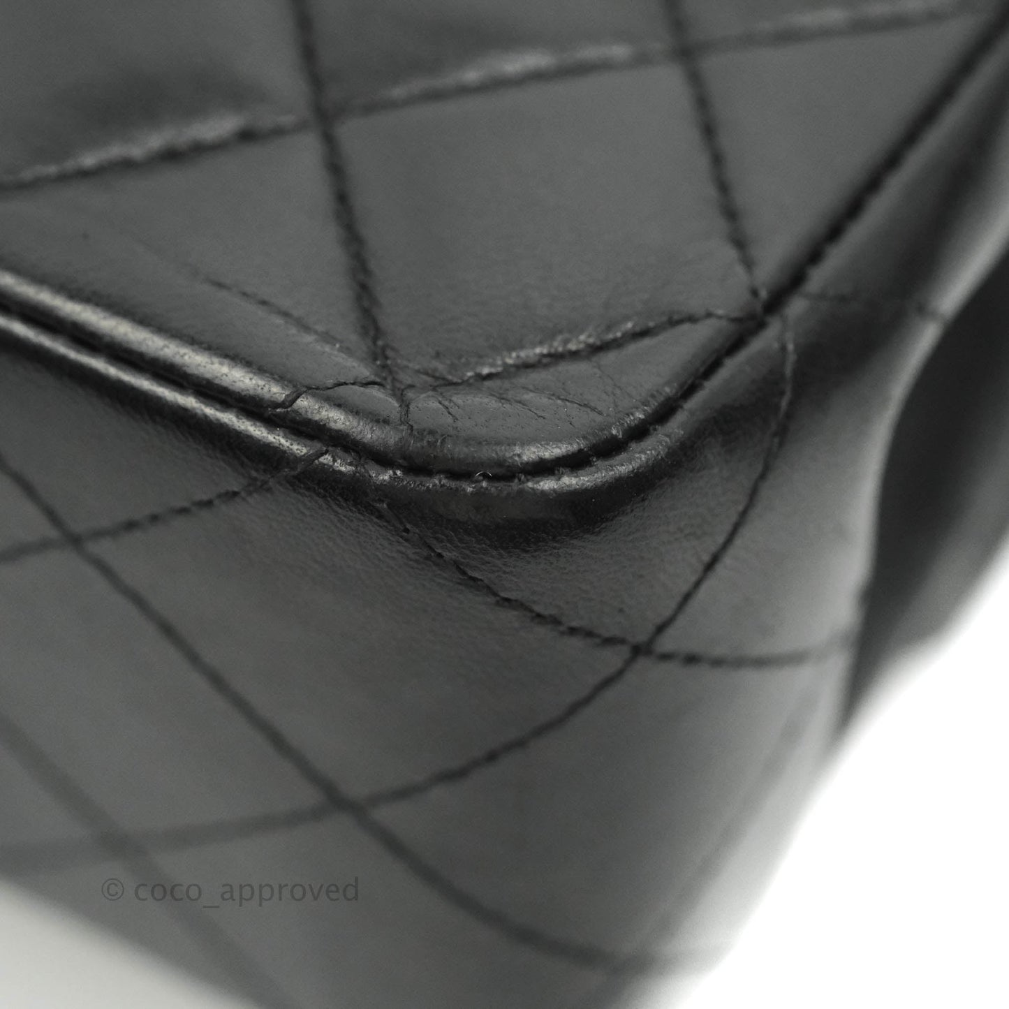 Chanel Classic M/L Medium Double Flap Black Lambskin Silver Hardware