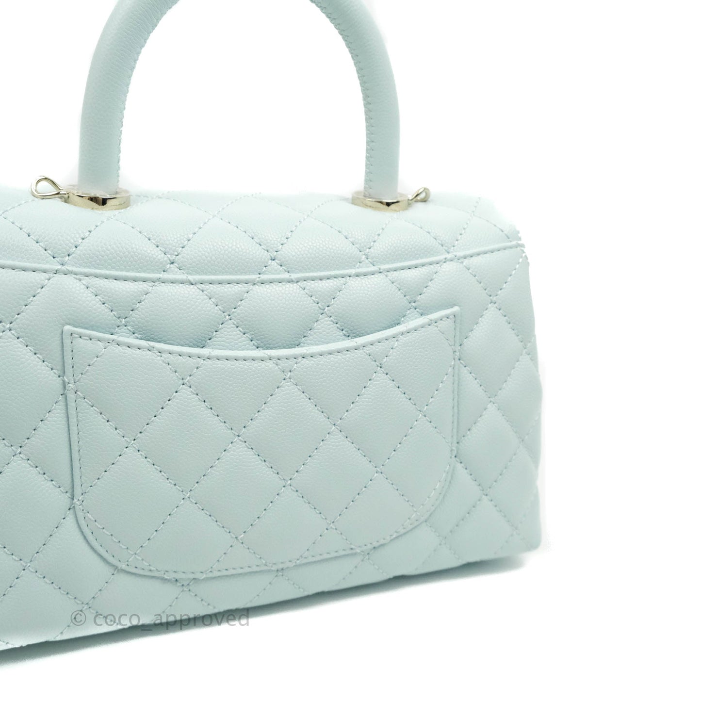 Chanel Mini Coco Handle Quilted Pale Mint Caviar Gold Hardware