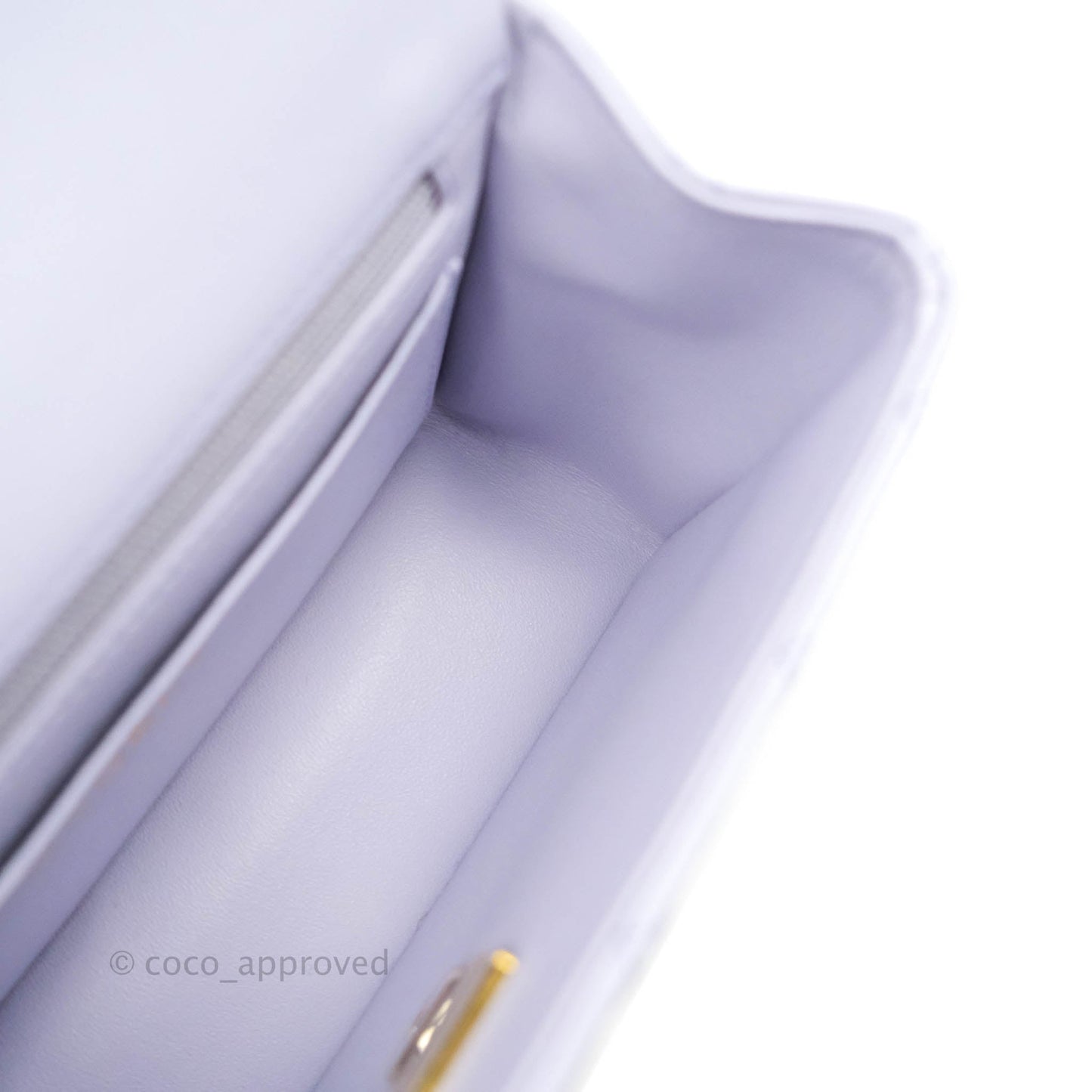 Chanel Top Handle Mini Rectangular Flap Bag Lilac Lambskin Aged Gold Hardware 21K