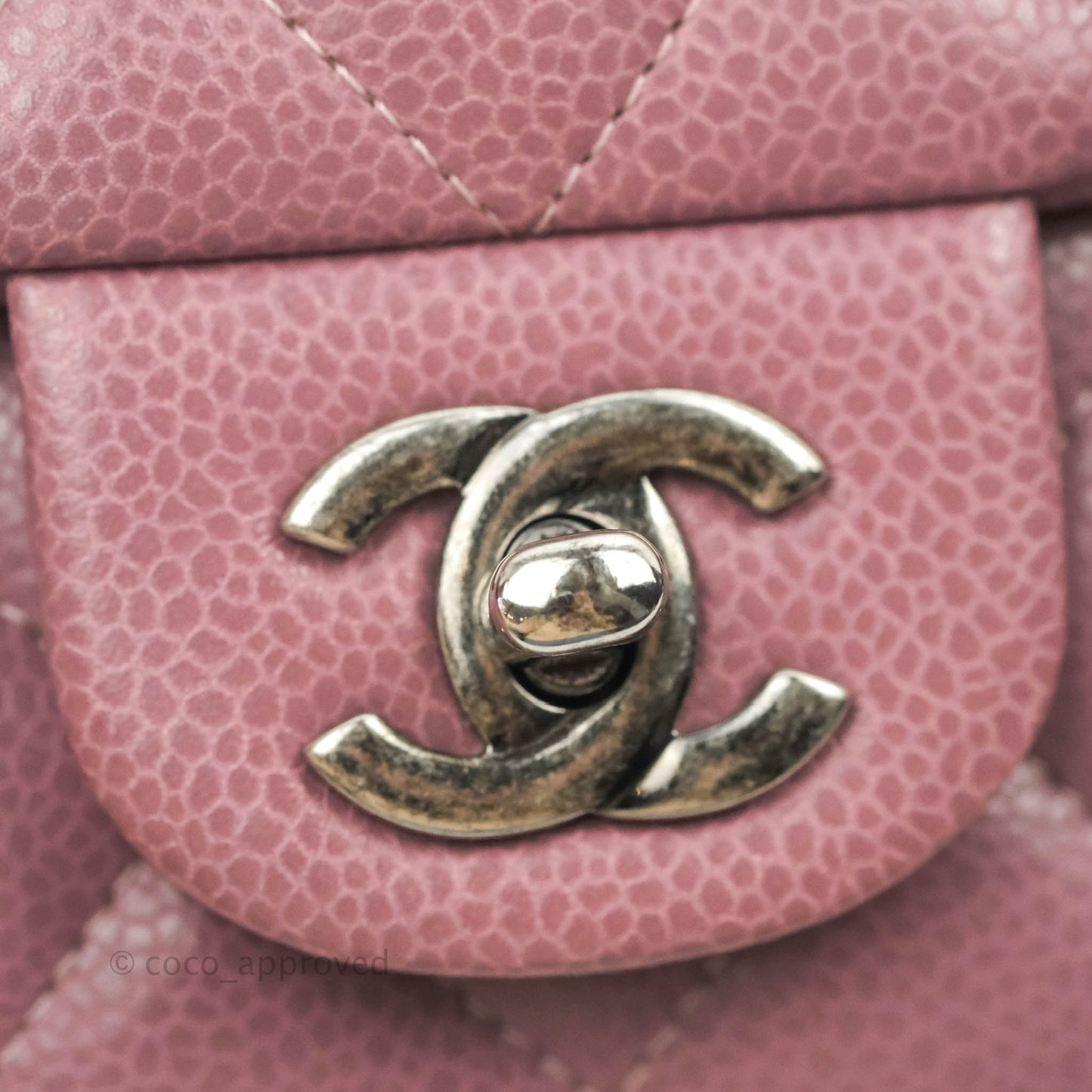 Chanel Quilted Clutch with Chain Pink Mauve Caviar Ruthenium Hardware