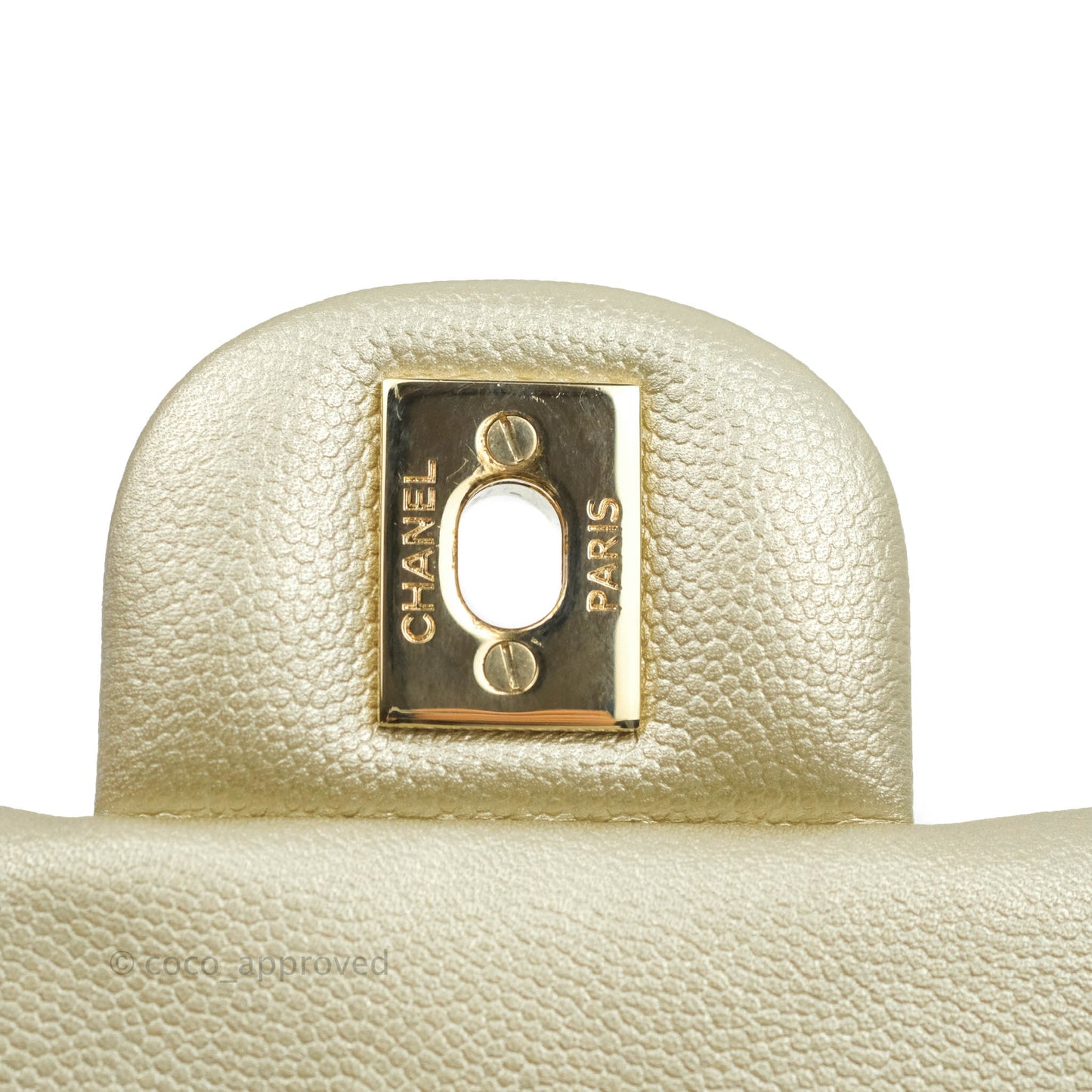 Chanel Quilted Mini Rectangular Flap Champagne Caviar Gold Hardware