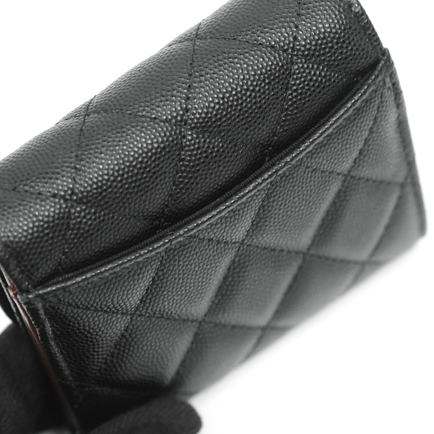 Chanel Classic Flap Wallet Black Caviar Gold Hardware⁣
