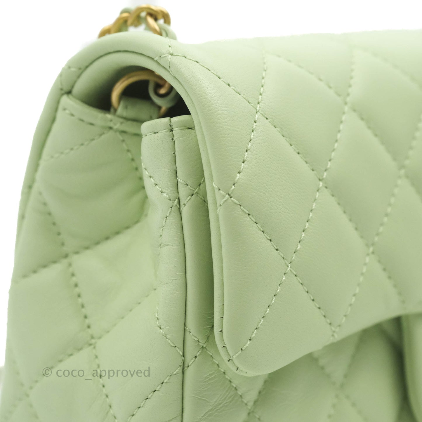 Chanel Mini Rectangular Pearl Crush Avocado Green Lambskin Aged Gold Hardware 22C