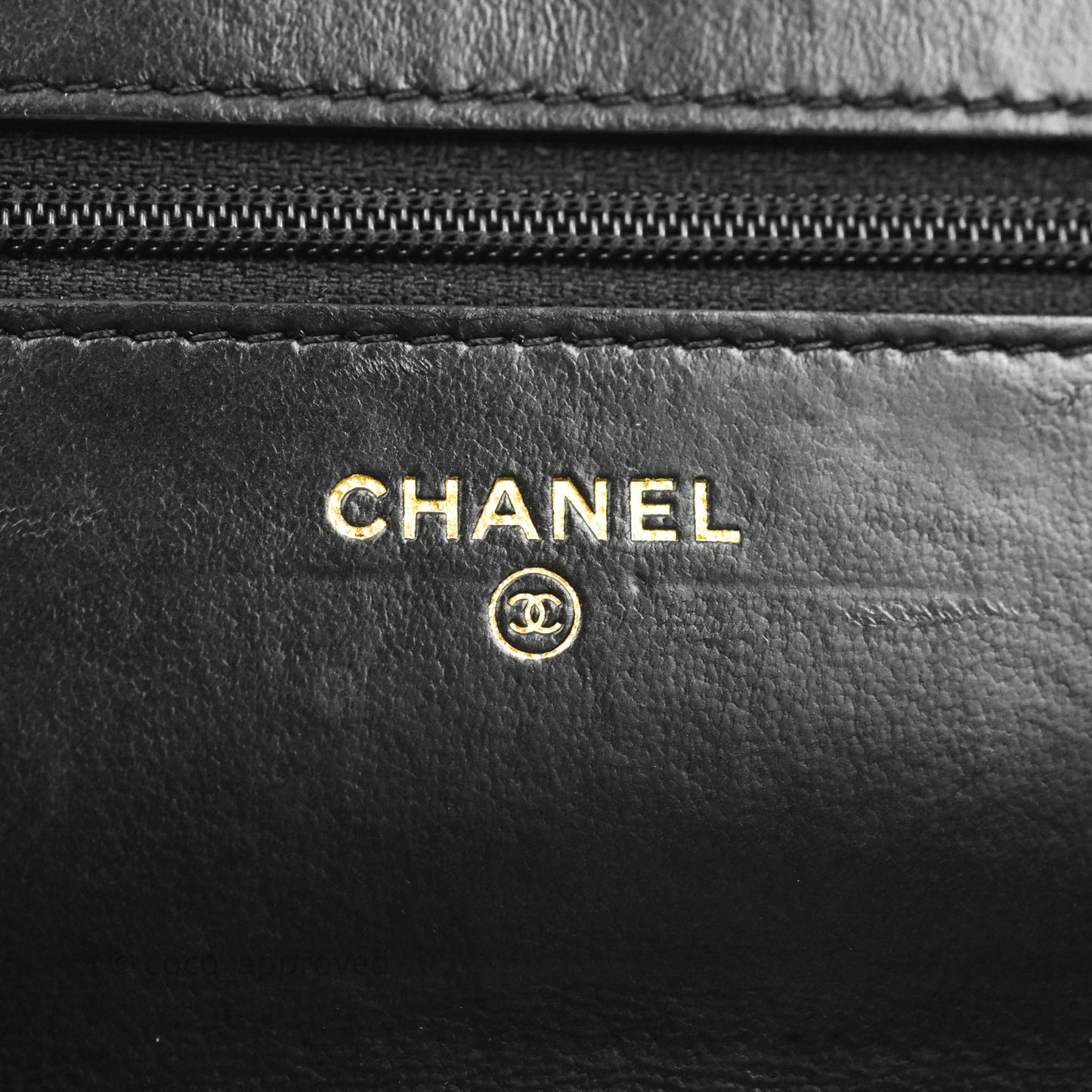 Chanel Quilted Wallet on Chain WOC Chain Around Black Lambskin Aged Gold Hardware