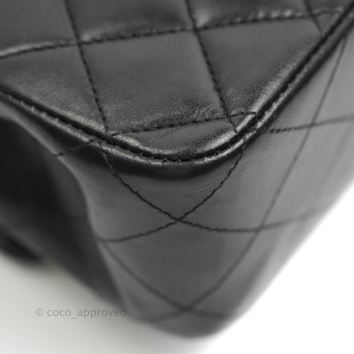 Chanel Classic M/L Medium Double Flap Black Lambskin Silver Hardware