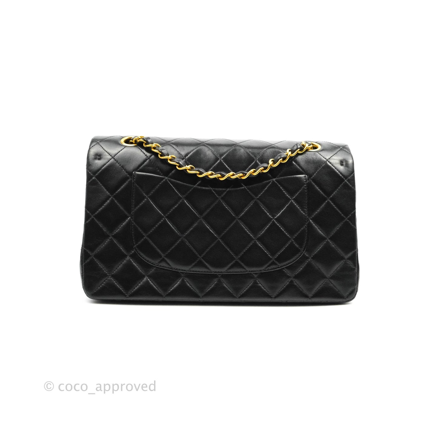 Chanel Vintage Classic M/L Medium Double Flap Black Lambskin 24K Gold Hardware