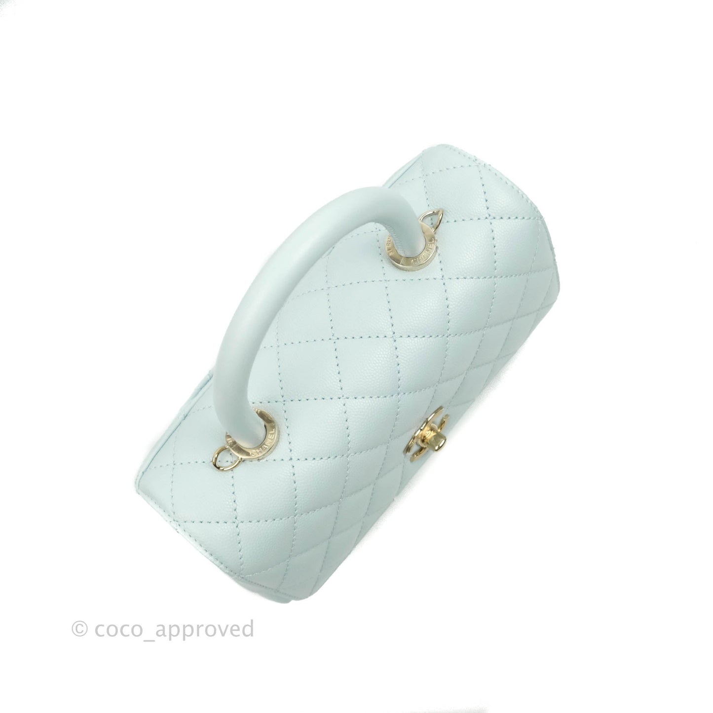 Chanel Mini Coco Handle Quilted Pale Mint Caviar Gold Hardware