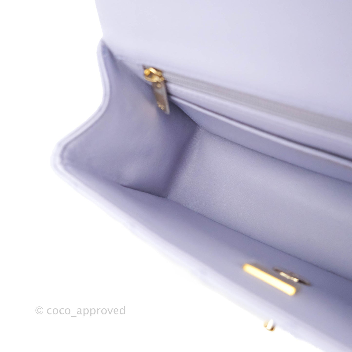 Chanel Top Handle Mini Rectangular Flap Bag Lilac Lambskin Aged Gold Hardware 21K