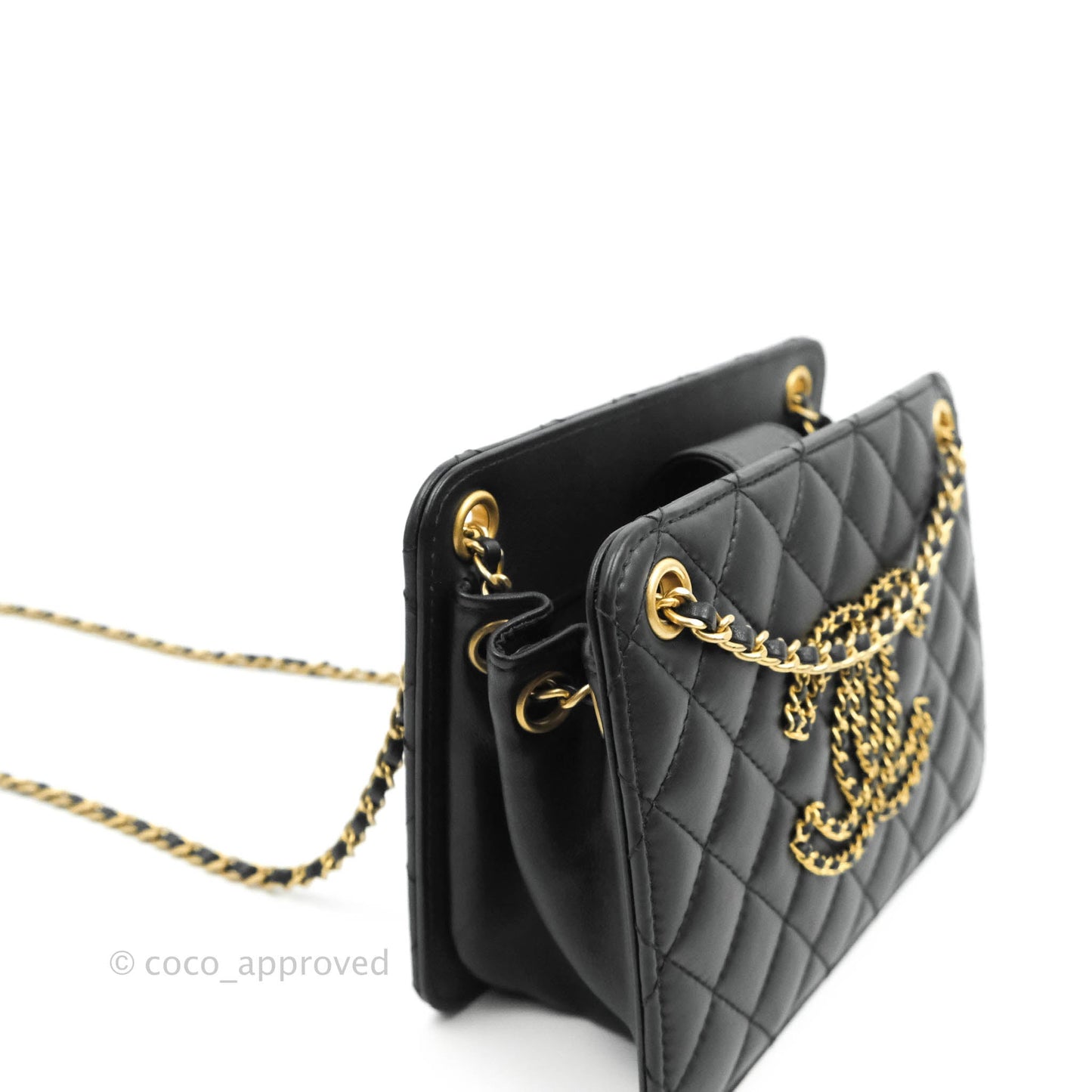 Chanel Small Accordion Tote Bag Black Calfskin Gold Hardware